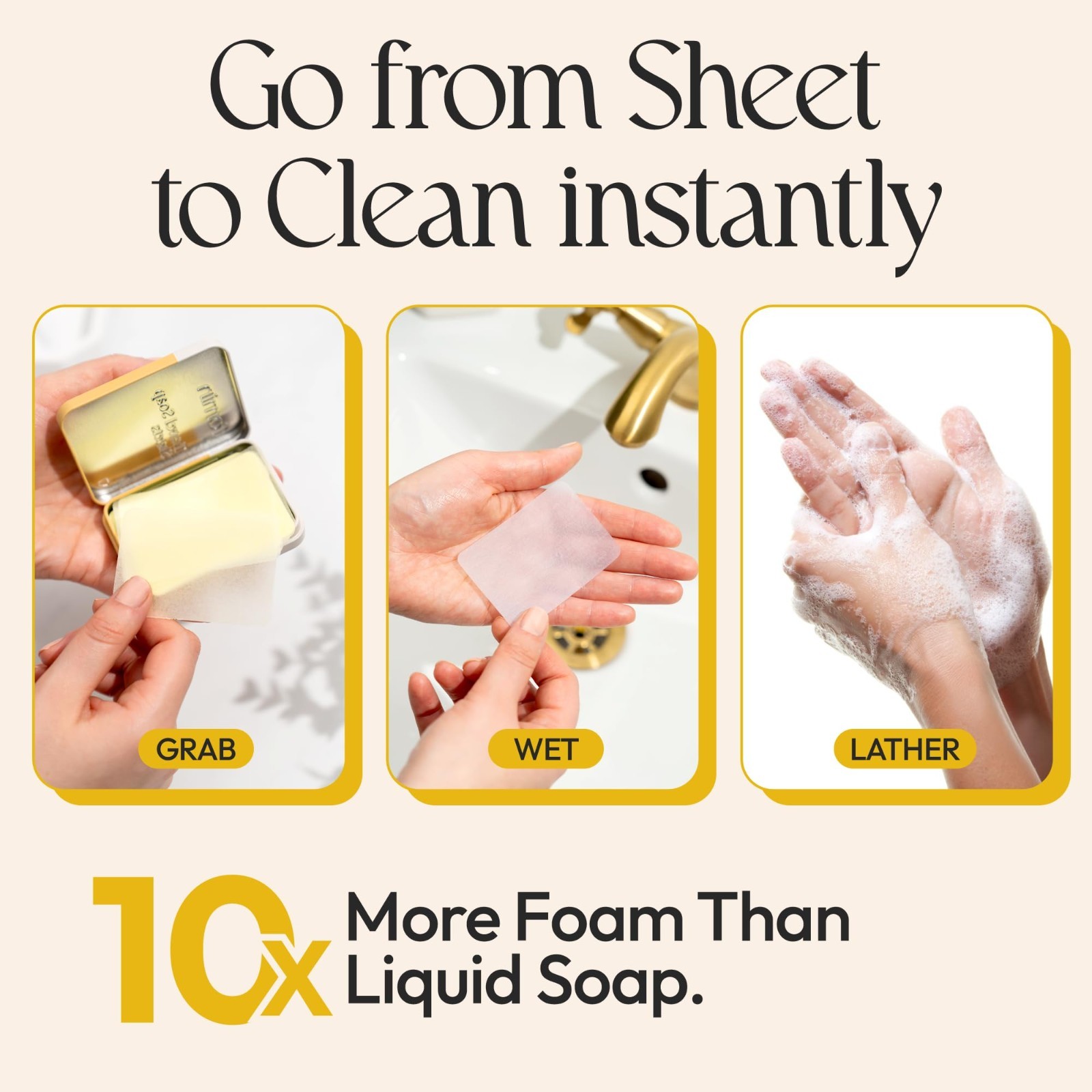 Portable Antibacterial Soap Sheets – 300 Dissolvable Travel Hand Wash Sheets, Un