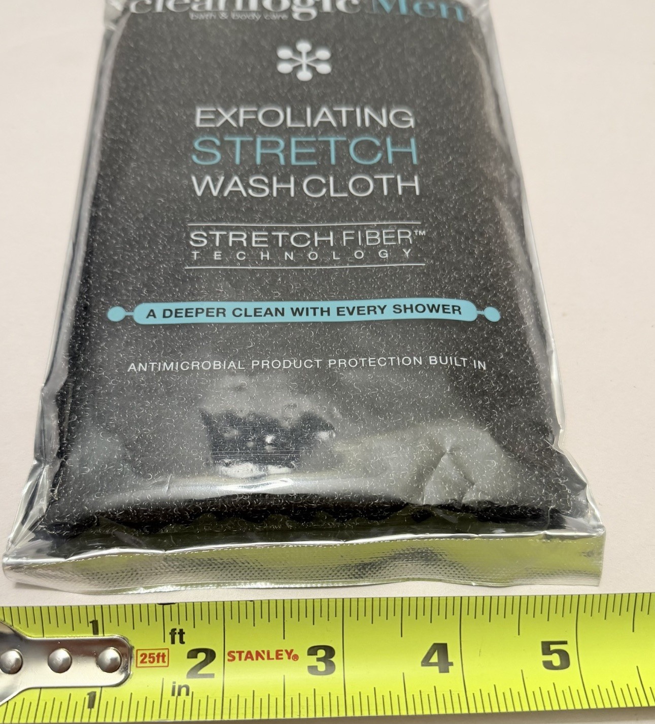 Clean Logic Detox Charcoal Purifying Stretch Wash Cloth BLACK 1 Count Shower Spa