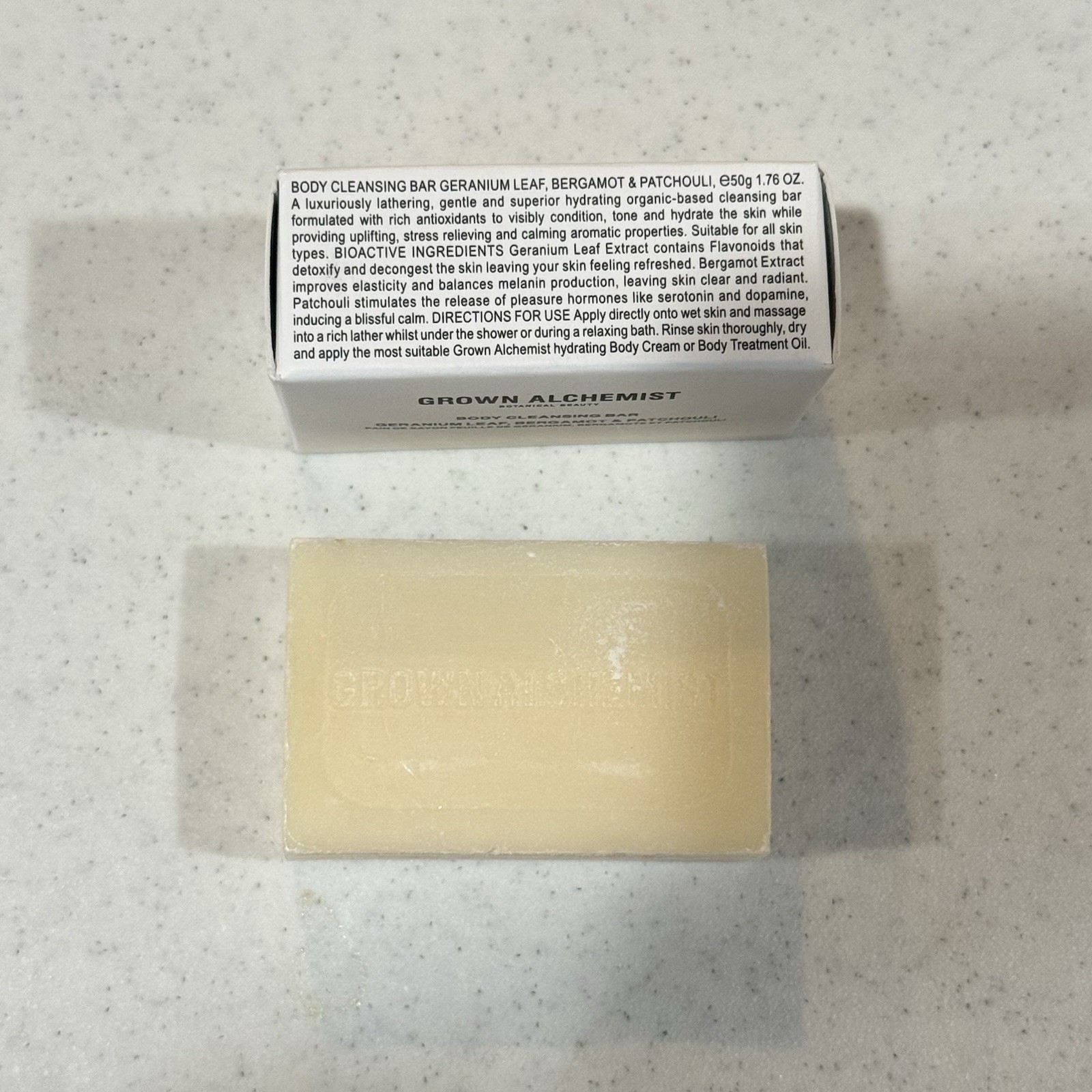 Grown Alchemist Body Cleansing Bar Geranium Leaf Bergamont Patchouli, 1.76 oz