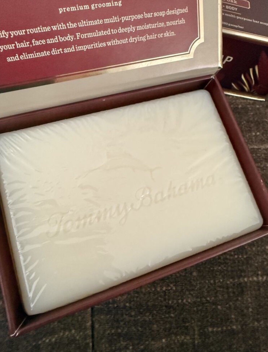 2 Tommy Bahama Bar Soaps For Men Bourbon & Oak New Sealed Hair, Face, Body Soap