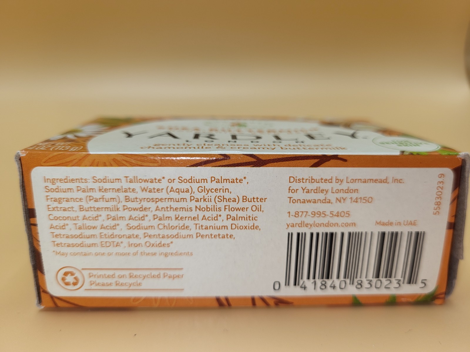 Yardley London Sensitive Skin Shea Buttermilk 4 Oz Bar Soap