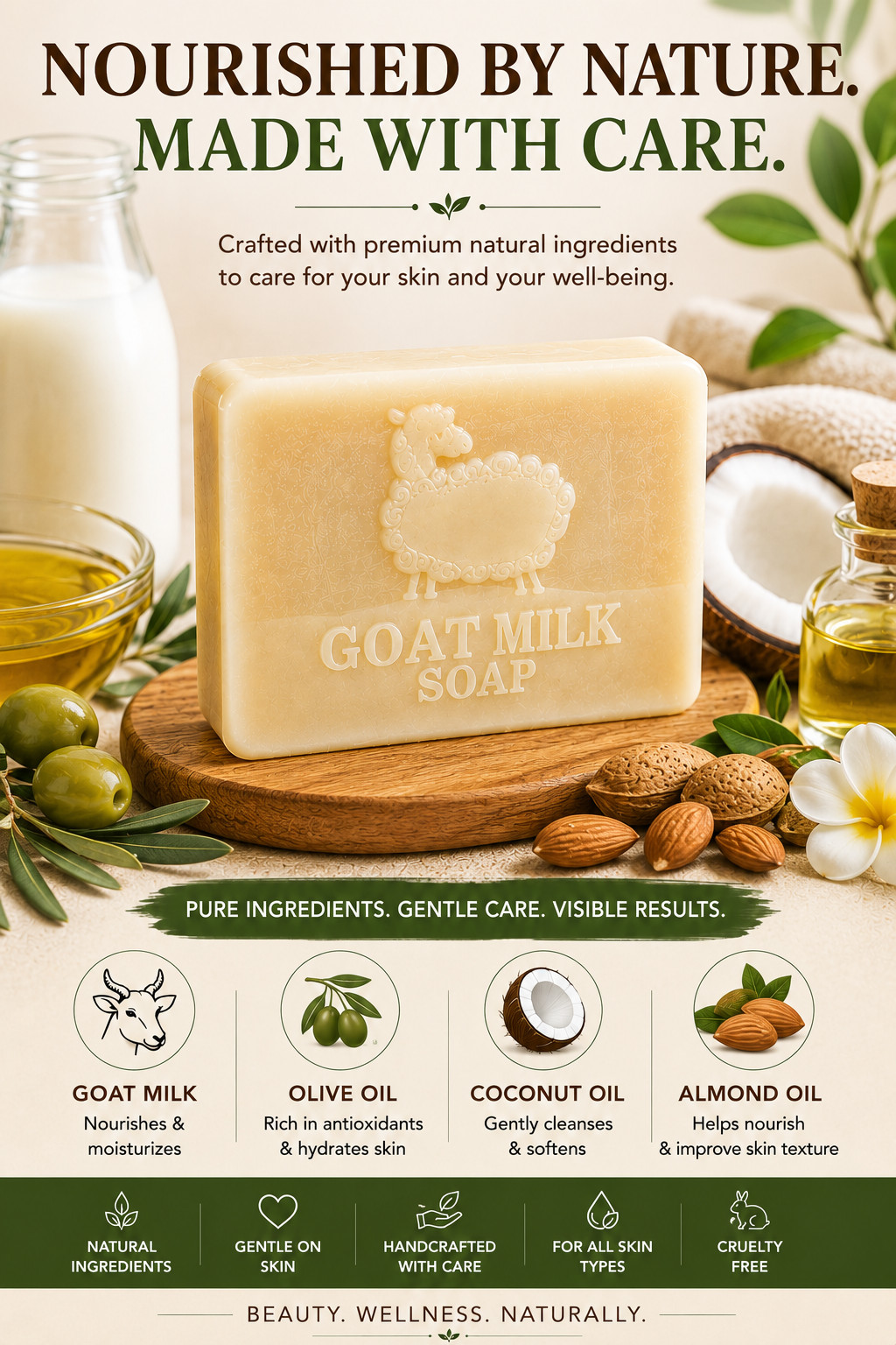 EKELLOT Handmade Goat Milk Soap 3-Pack | Free Shipping | Natural Bath Soap | 100
