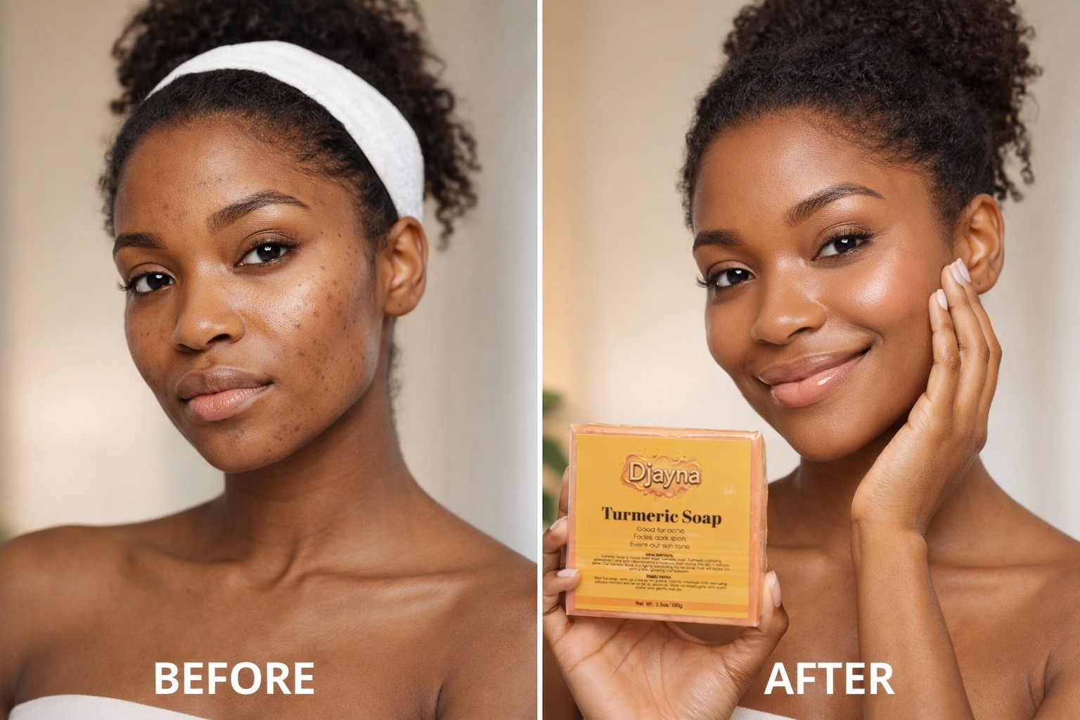 3 Bar djayna Turmeric Soap, 100 grams (3.5oz) Exfoliating for Face and Body