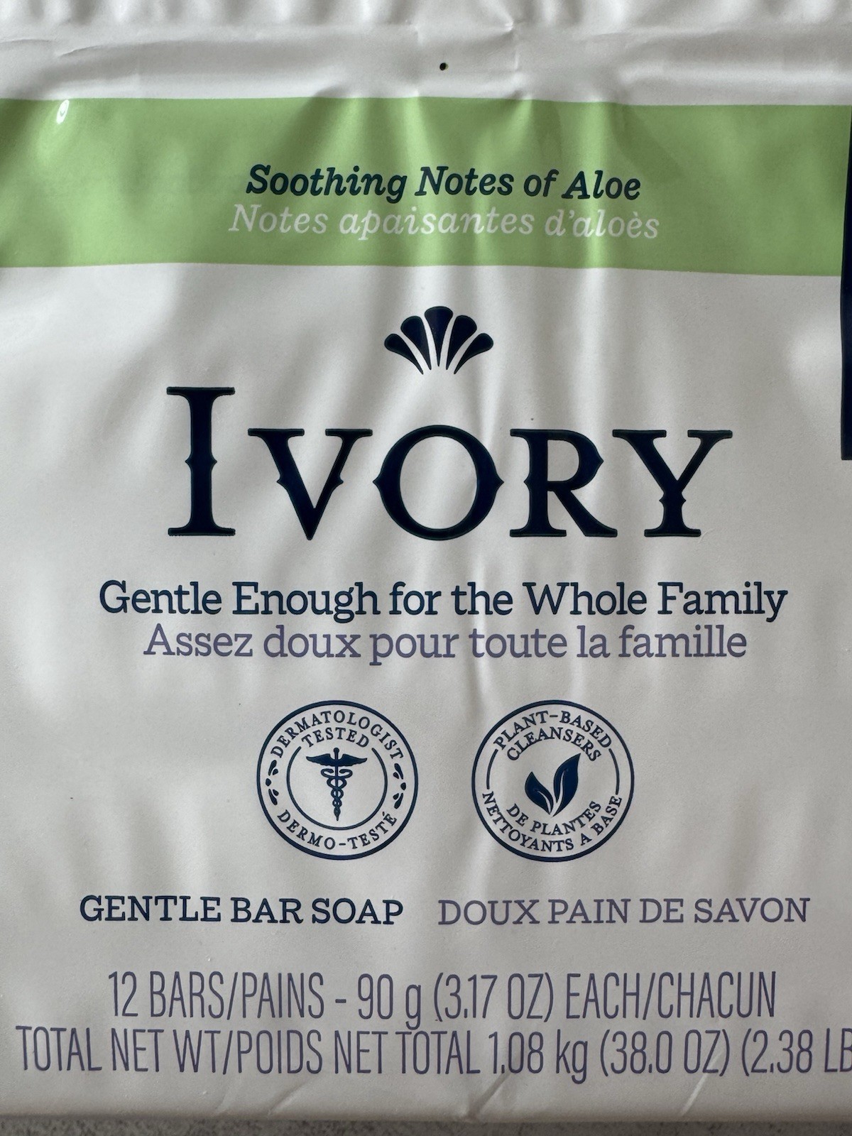 Ivory Gentle Bar Soap with Aloe – 12 Bars | All Skin Types | Hydrating