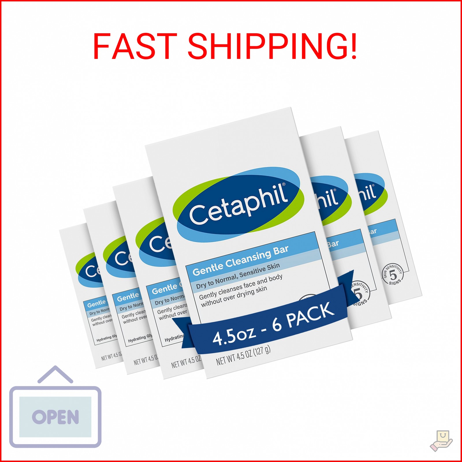Cetaphil Gentle Cleansing Face and Body Bar, 4.5 oz Bar (Pack of 6), Nourishing
