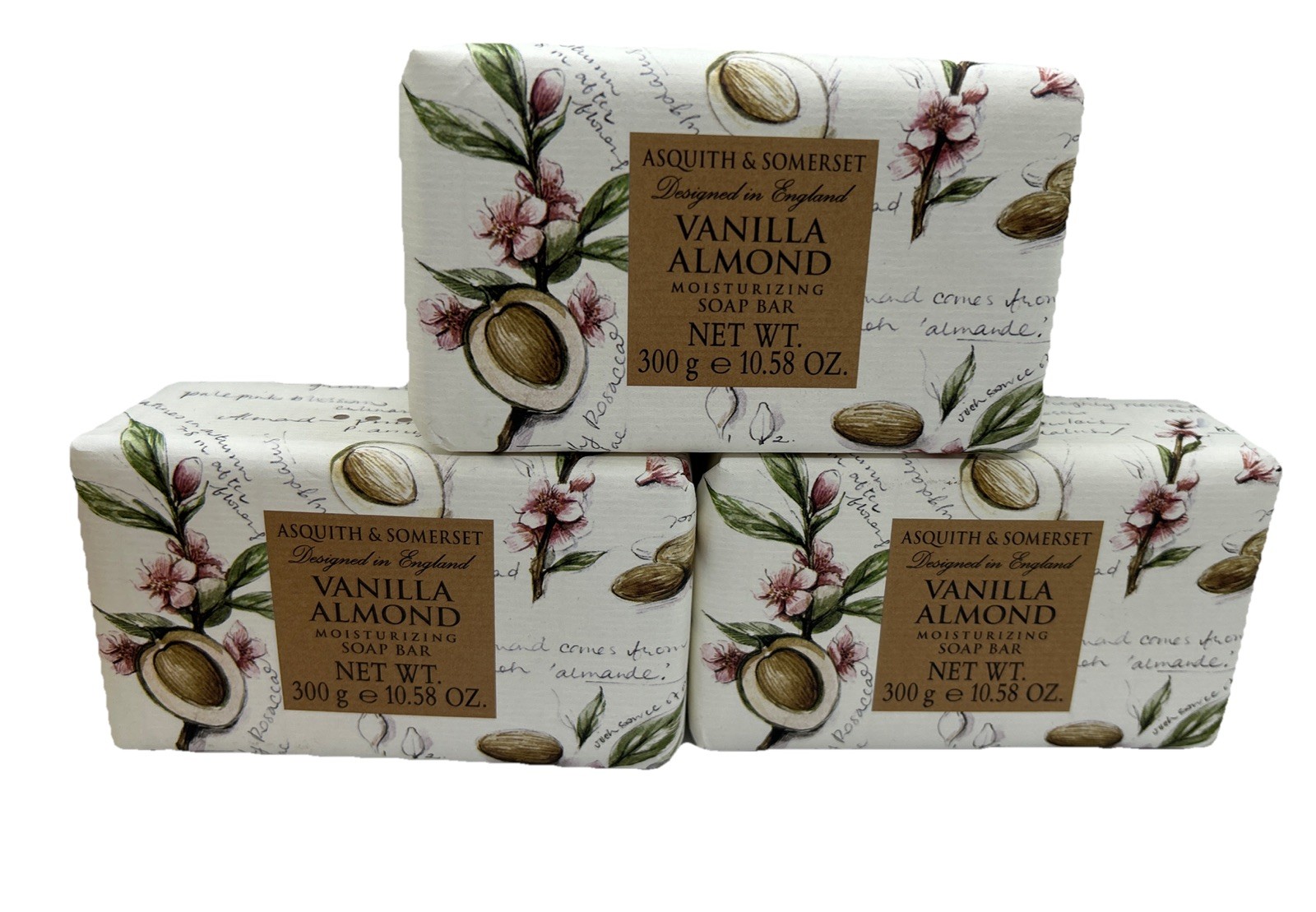 asquith & somerset Vanilla Almond bar Soap 10.58 oz 3 Bar Soap