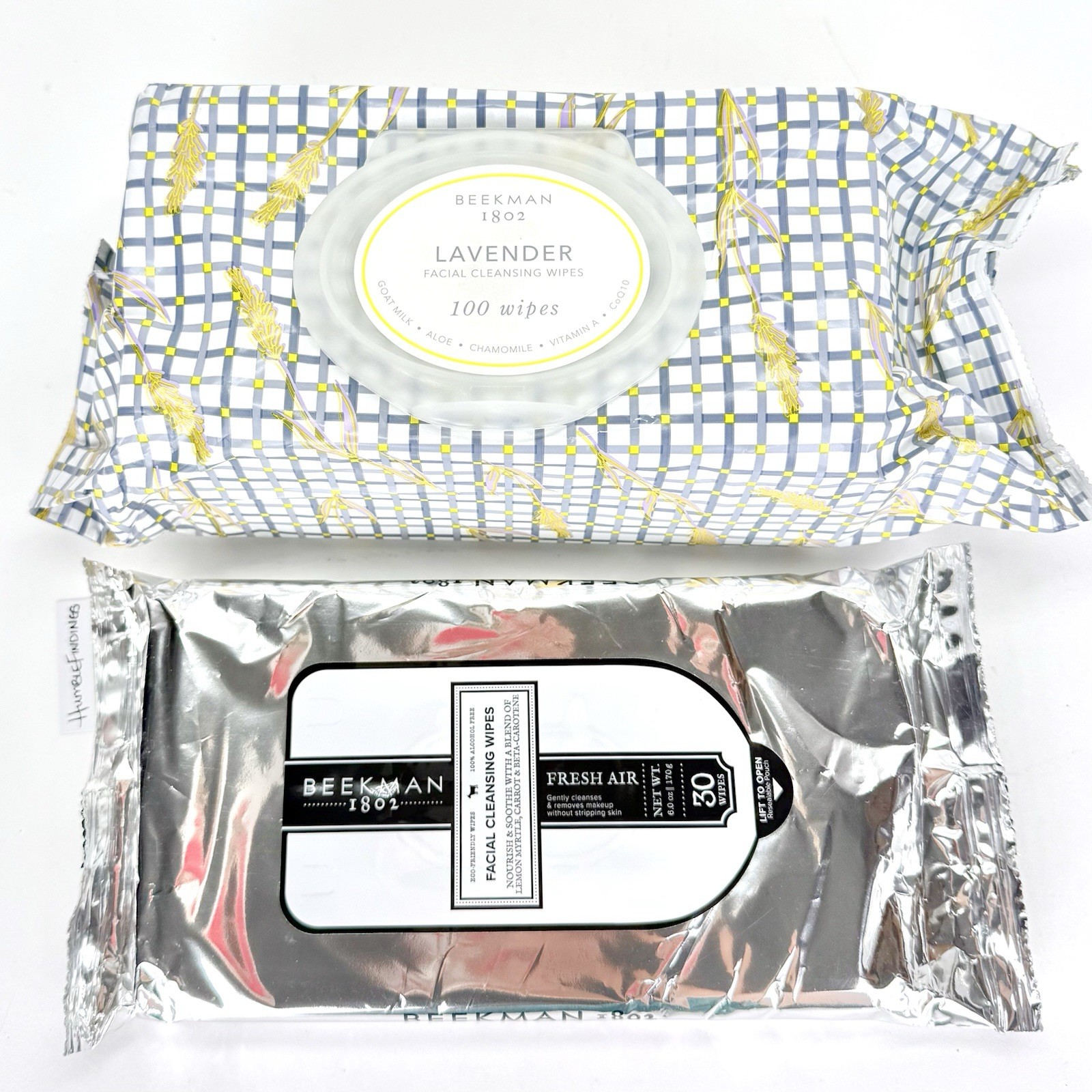 Lot of Beekman 1802 LAVENDER Facial Cleansing Wipes 100ct & FRESH AIR 30ct Set