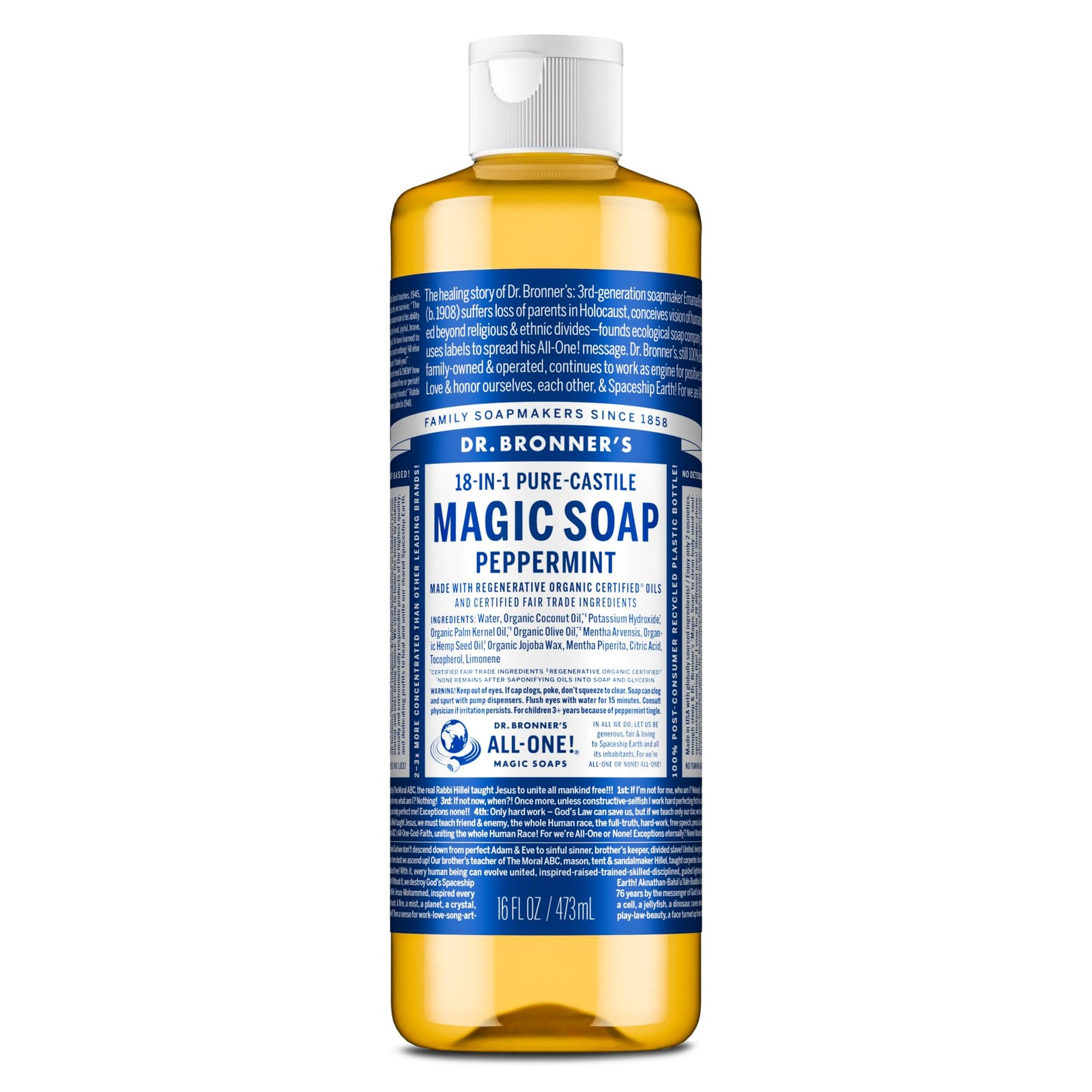 Dr. Bronner’s – Pure-Castile Liquid Soap 16 Fl Oz (Pack of 1), Black