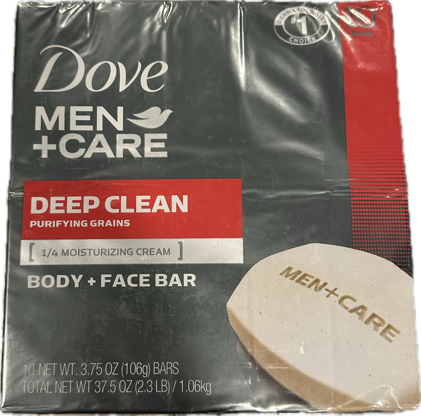 10 PACK- Dove Men’s Plus Deep Clean Body & Face Bar Soap- 3.75oz Bars