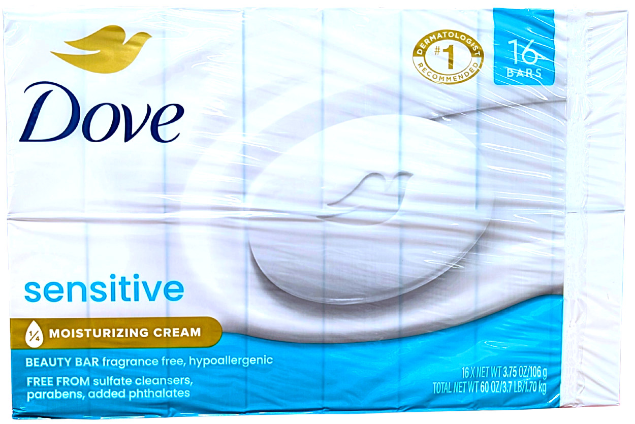 Dove Beauty Bar Soap Sensitive Skin Moisturizing Cream 16 x 3.75 Oz