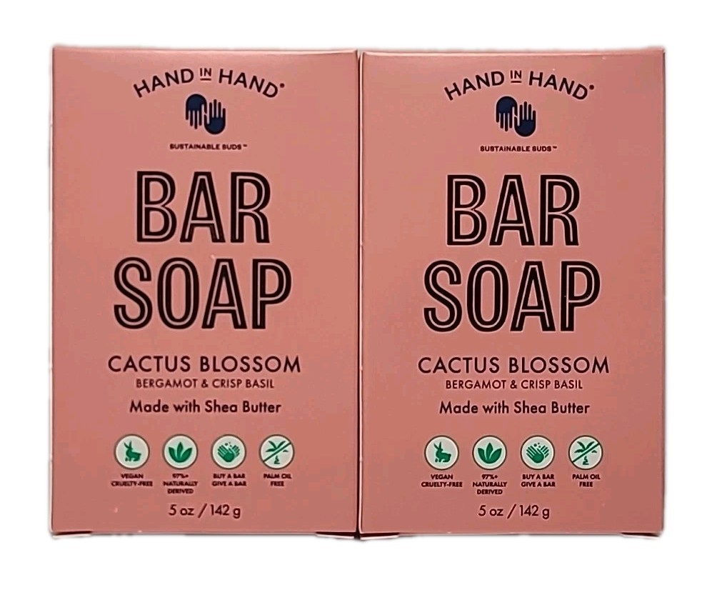 3 × HAND in HAND Bar Soap Bergamot & Crisp Basil, CACTUS BLOSSOM Scent 5 oz Each