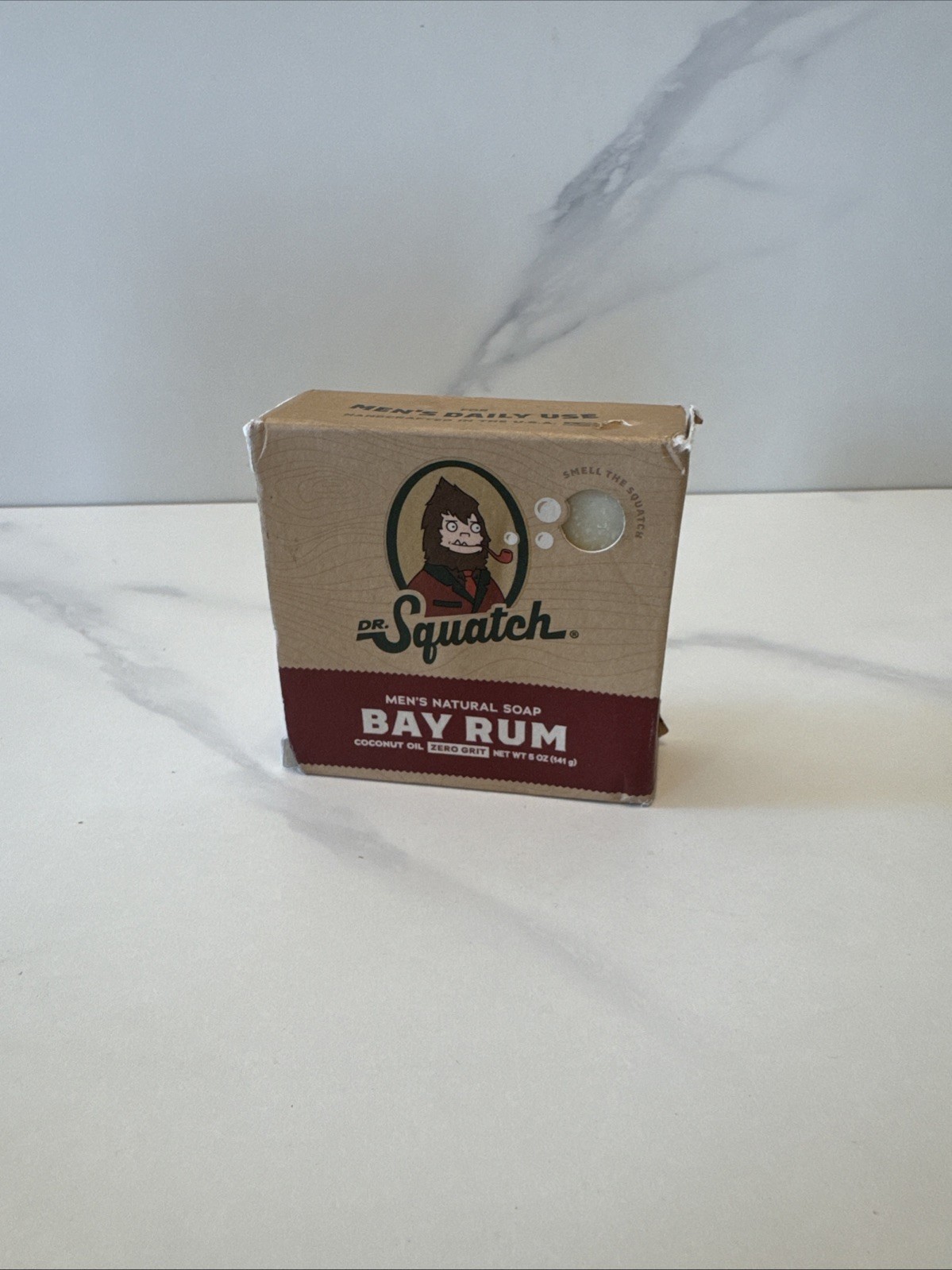 Dr. Squatch Bay Rum Men’s Natural Soap Zero Grit 5oz./141g Coconut Oil. Tropical