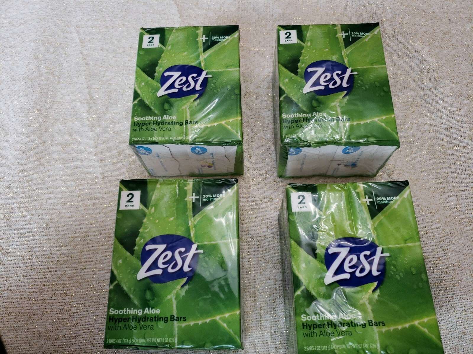 Zest Fresh Aloe Bath Soap 2 Bars 4 oz Each With Aloe Vera 8 Soap bars total