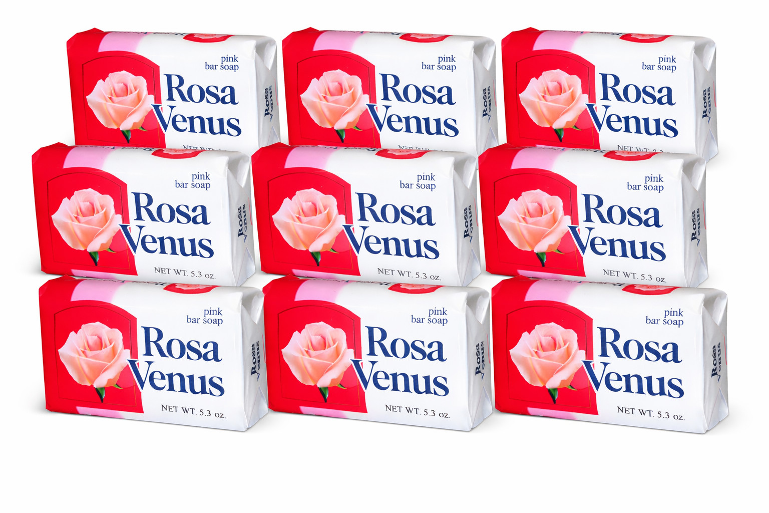 Rosa Venus Pink Bar Soap 9 Pack 5.3 oz Bath Soap Rose Scent FREE SHIPPING