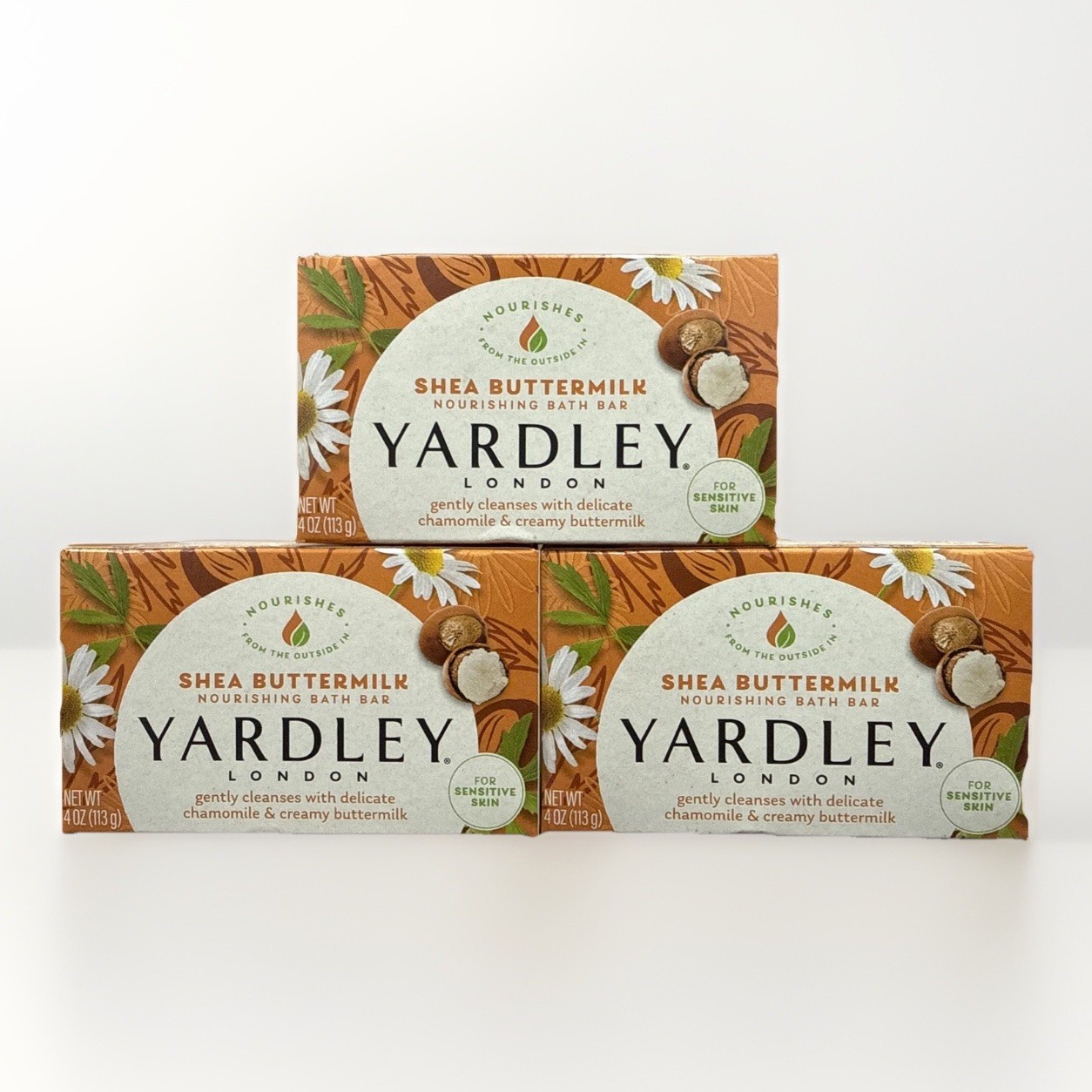 Yardley Shea Buttermilk and Chamomile Bar Soap 4.25 oz each NIB 3-Pack