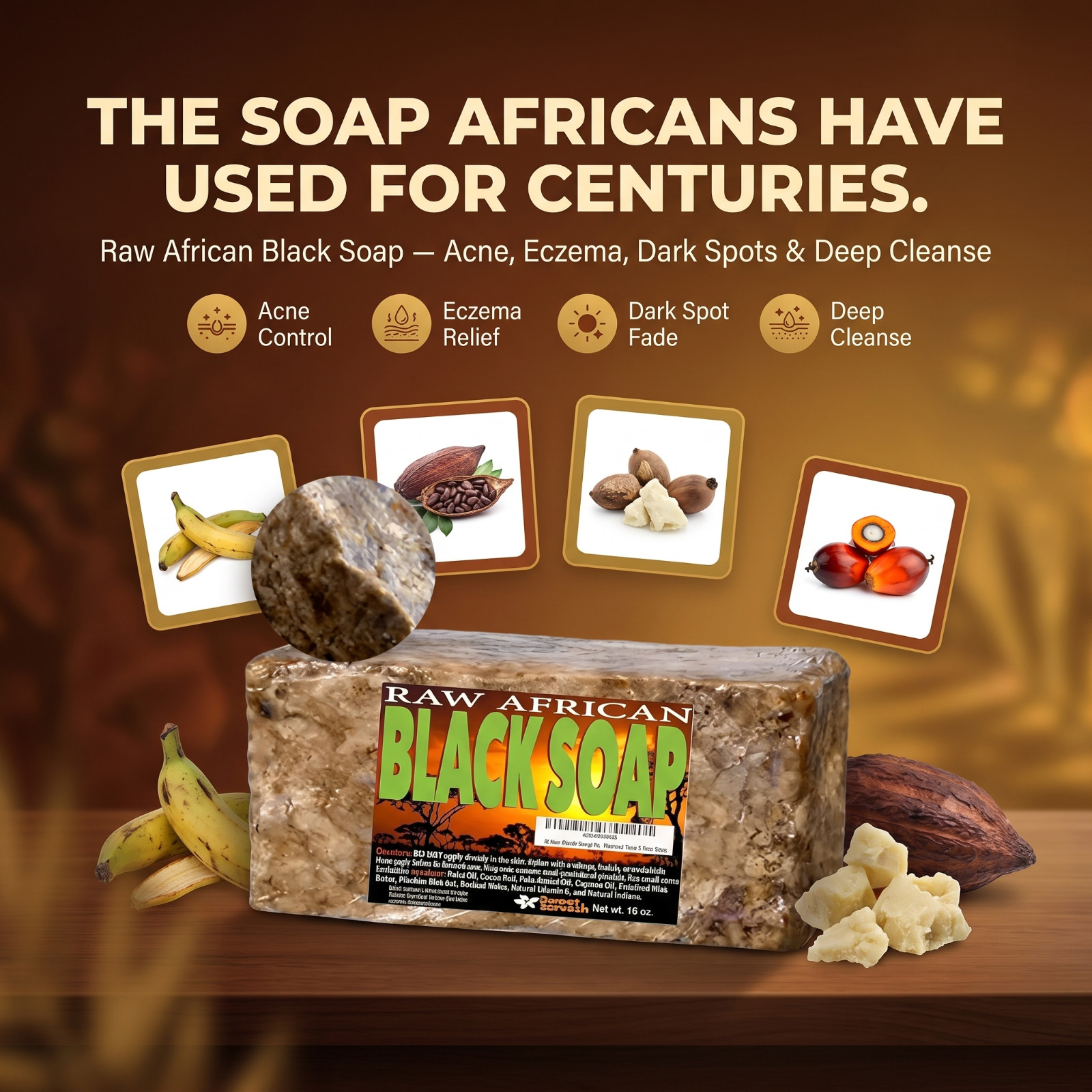 RAW AFRICAN BLACK SOAP – Acne, Eczema, Dark Spots & Deep Cleanse Eczema Relief