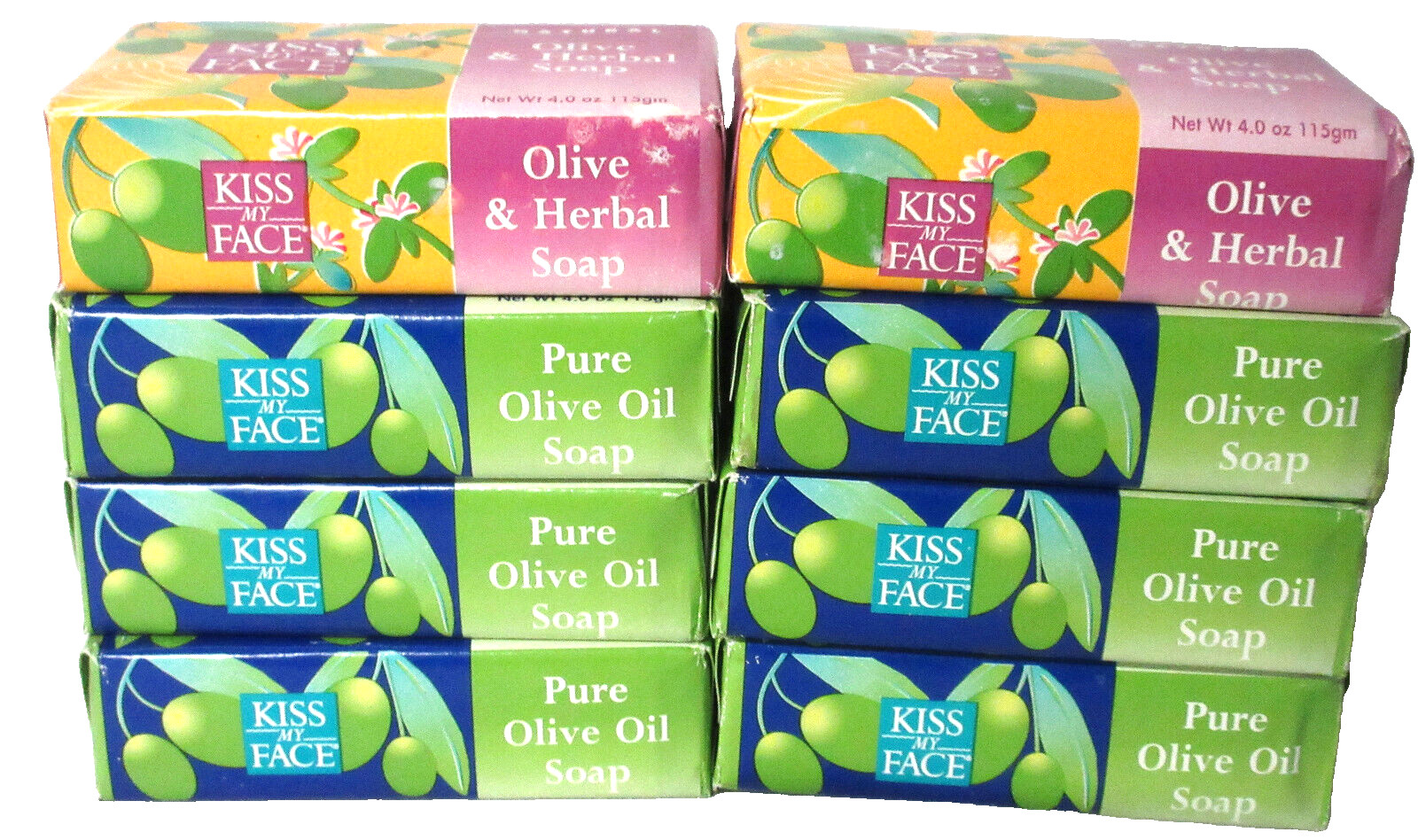 Lot of 8 Kiss My Face Bar Soap -Pure Olive Oil 4 oz Each Bar Soap
