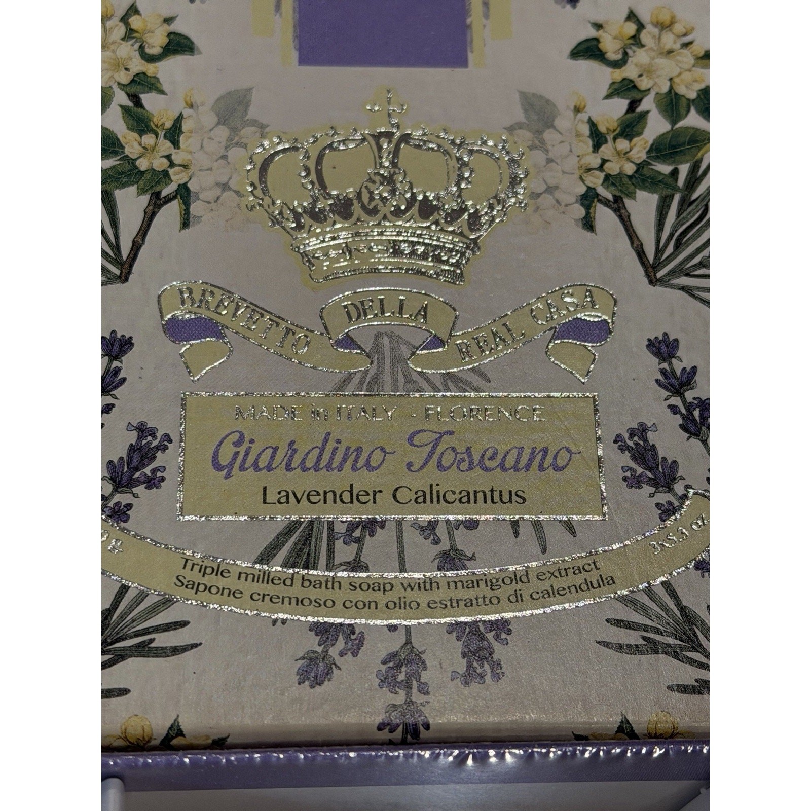 3 Giardino Toscano Triple Milled Bath Soaps Lavender Calicantus Italy 15.9oz New