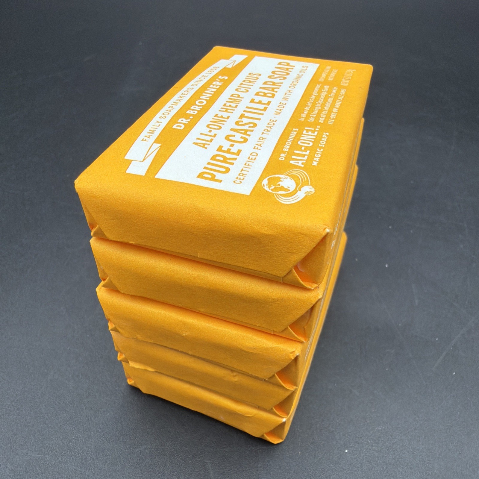 5x Dr Bronner’s All-One Hemp CITRUS Pure Castile Bar Soap NEW Travel Size 1.2 oz