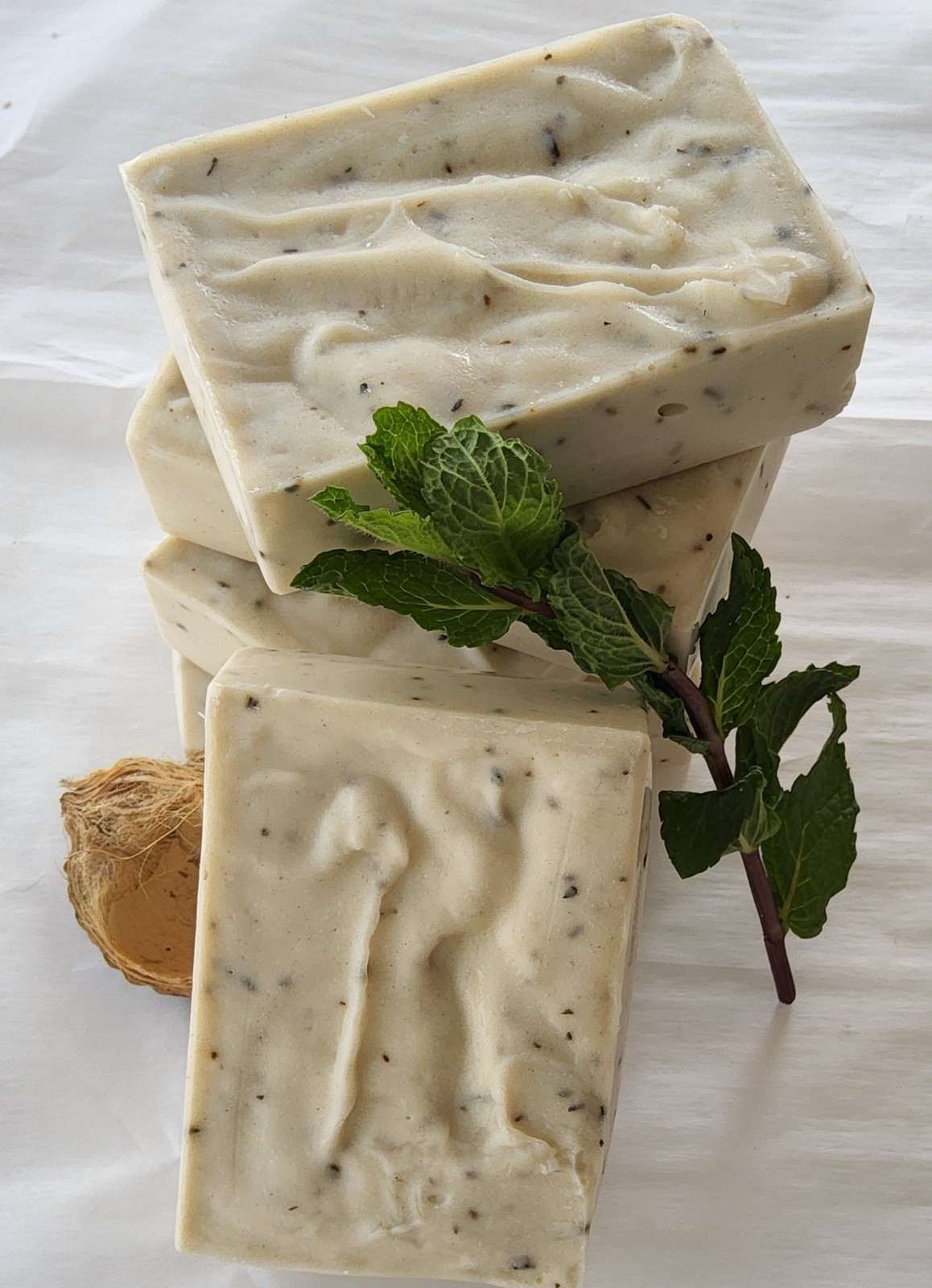 3 pcs Handmade Peppermint-Lavender-Bentonite Clay Natural Soap 3.5 oz each.