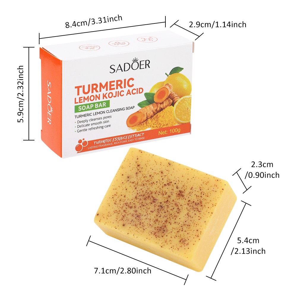 Lemon Turmeric & Kojic Acid Brightening Soap, Dark Spot Remover for Face & Body