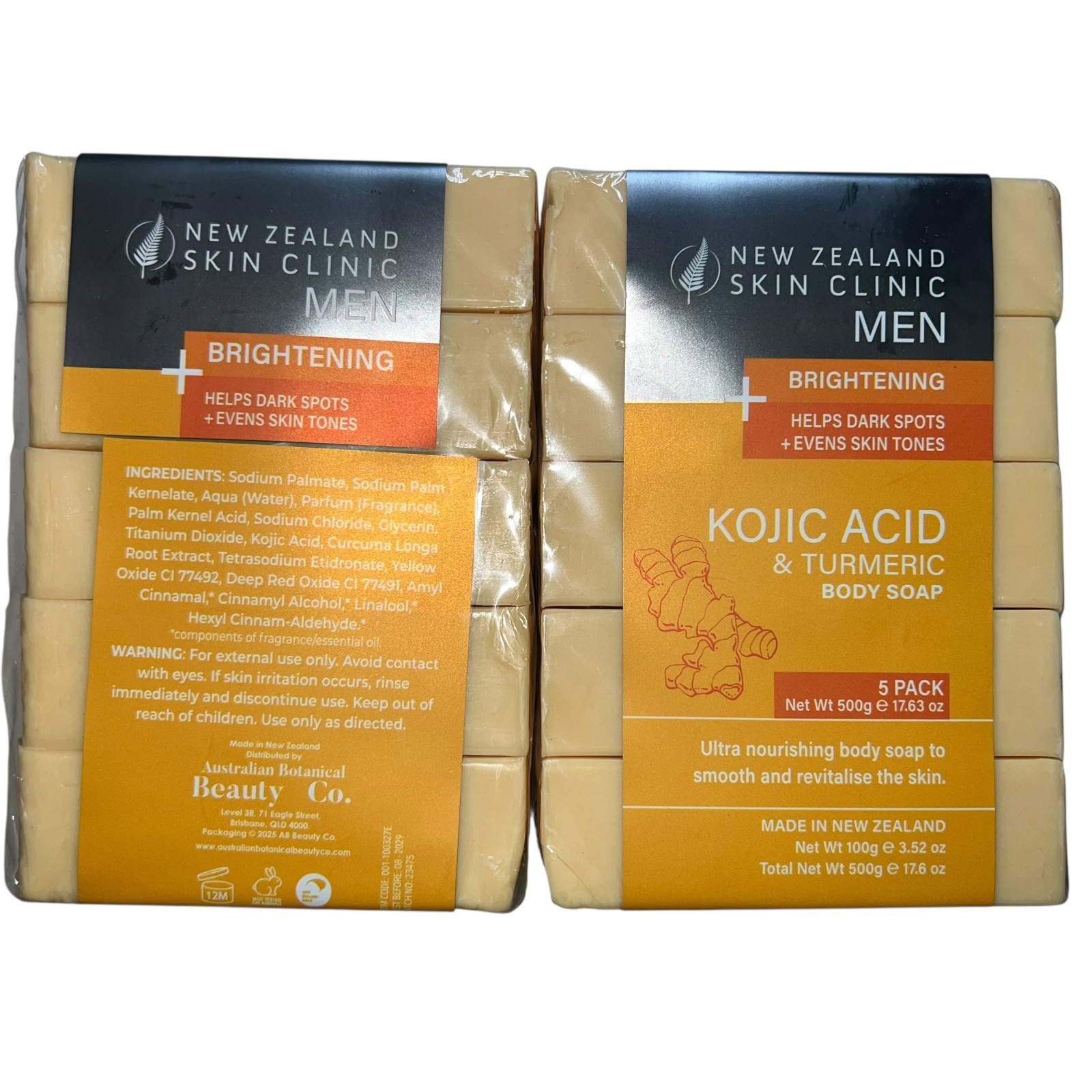 New Zealand Skin Clinic Men’s Soap 10 Bars – Kojic Acid & Turmeric Body Soap