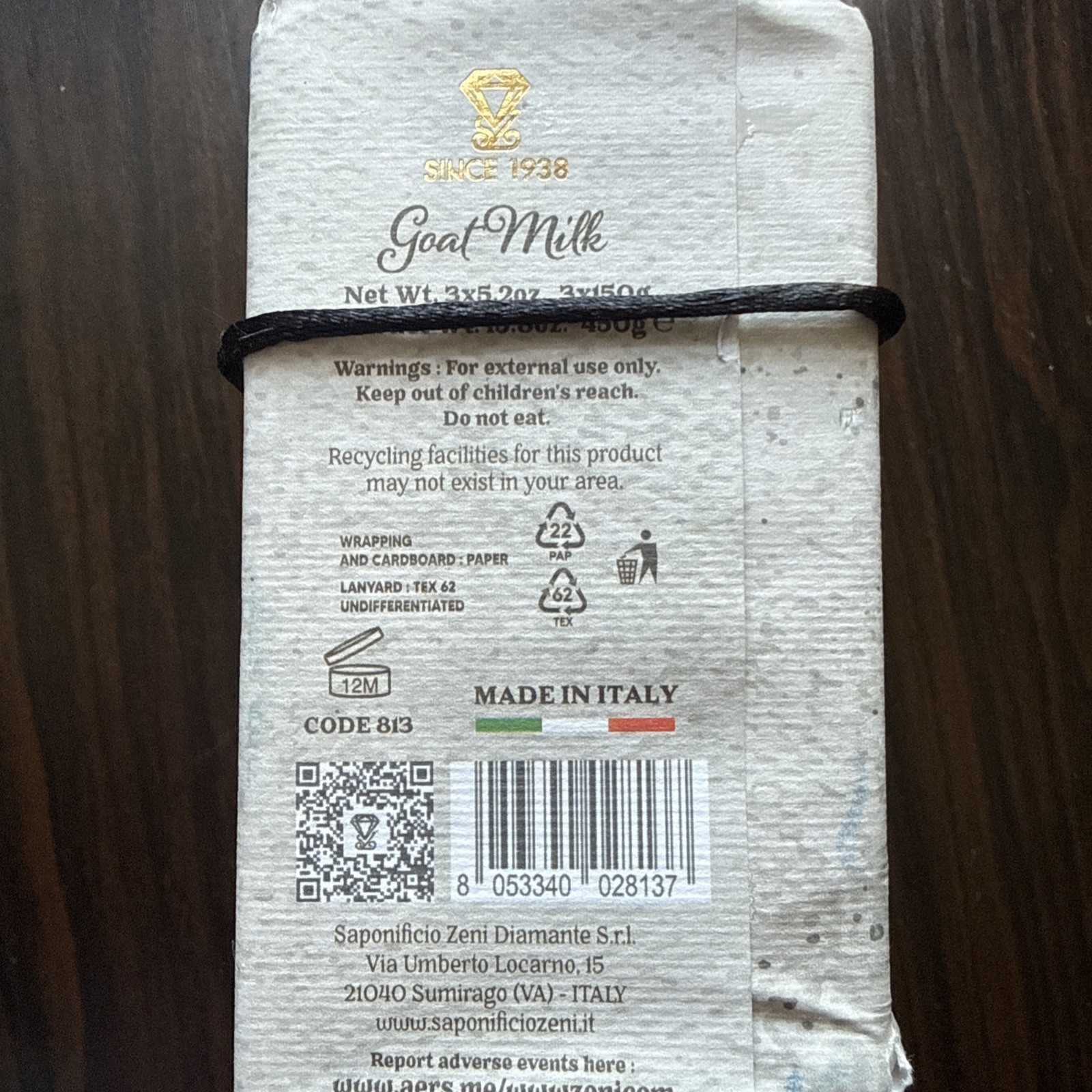 ZENI GOAT MILK FINE TRIPLE MILLED Itay SOAP BAR 3x 5.3OZ EACH Father Day Wrap