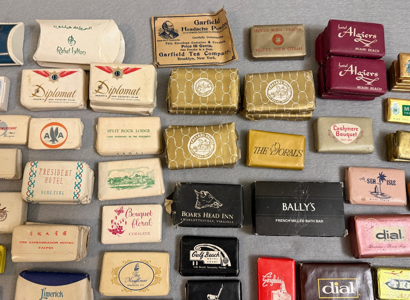 Large Vintage Lot 150+ Hotel Motel Airline Mini Bar Bath Soaps Around World Wide