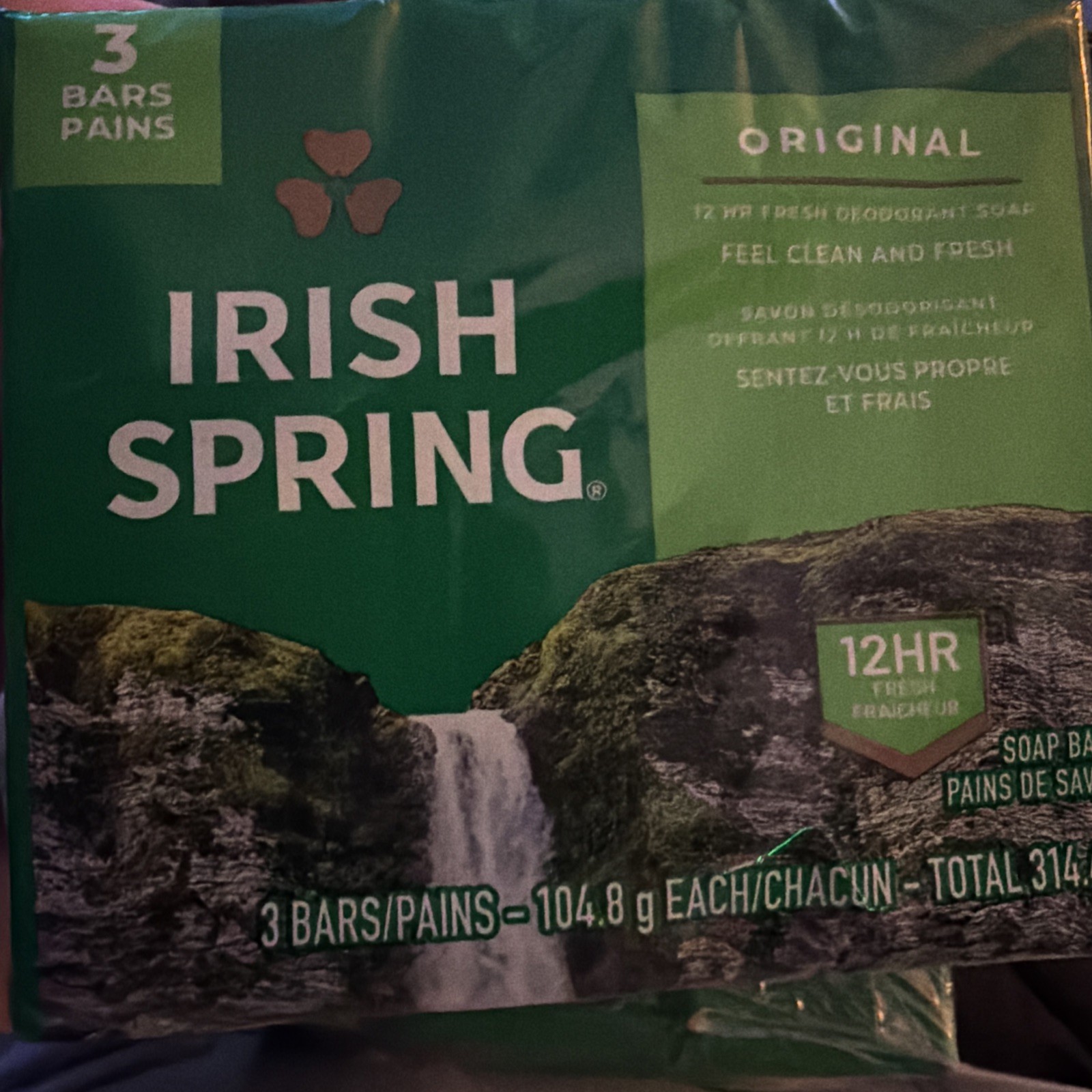Irish Spring Original Deodorant Soap 3 Bar Pack 3.7oz Each 12HR Fresh 11.1oz