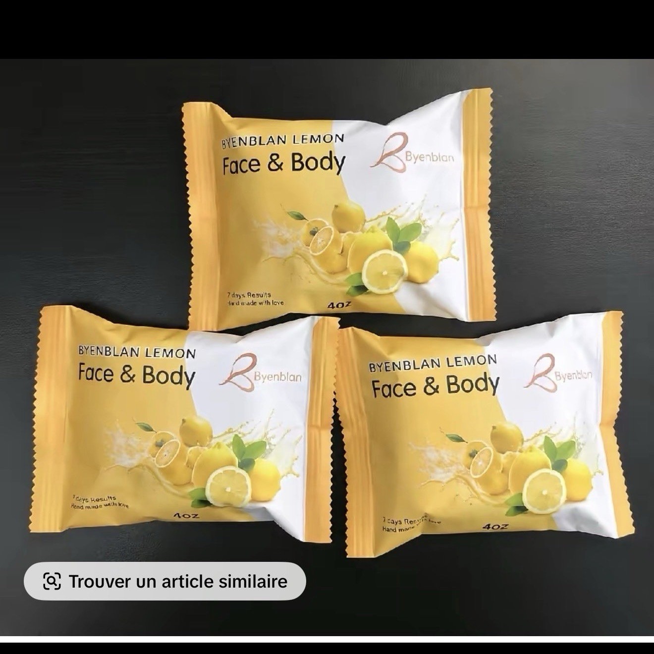 Byenblan Handmade Lemon Face & Body Soap Bar, Yellow Rectangular, 4 oz