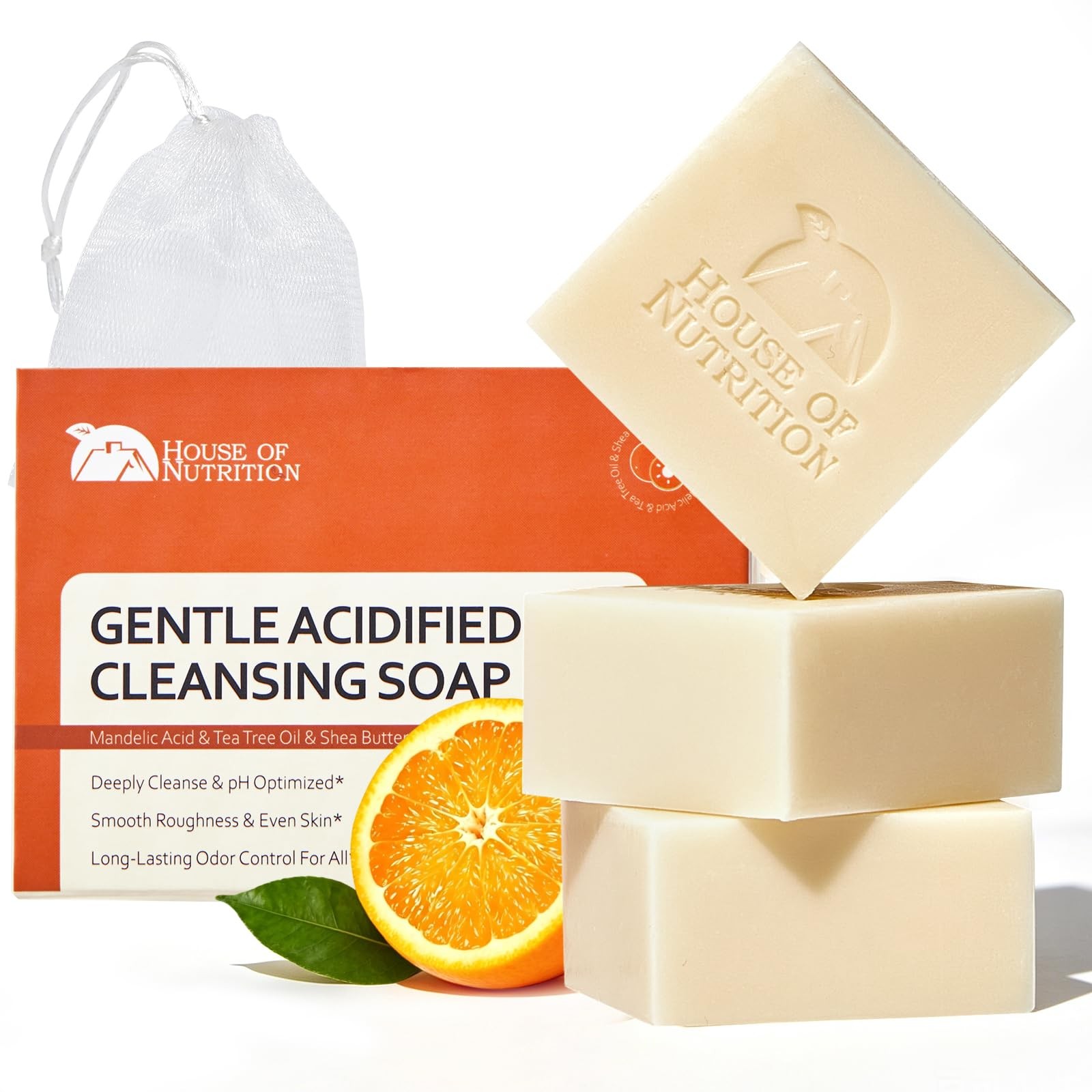 Acidified Cleansing Bar, Mandelic Acid AHA & Tea Tree Oil, pH-Optimized Odor …