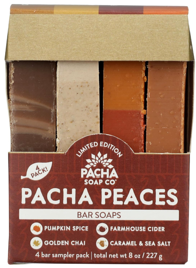 Pacha Soap Co, Pacha Peaces Limited Edition Bar Soap 4-Pack, 8 oz