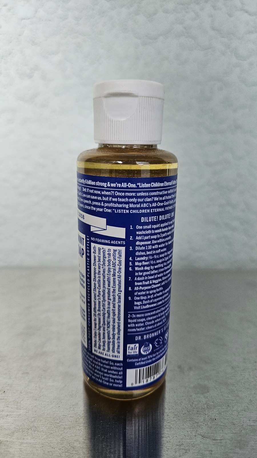 Dr. Bronner’s 18-In-1 Hemp Peppermint Pure Castile Liquid Soap 4oz. Sealed