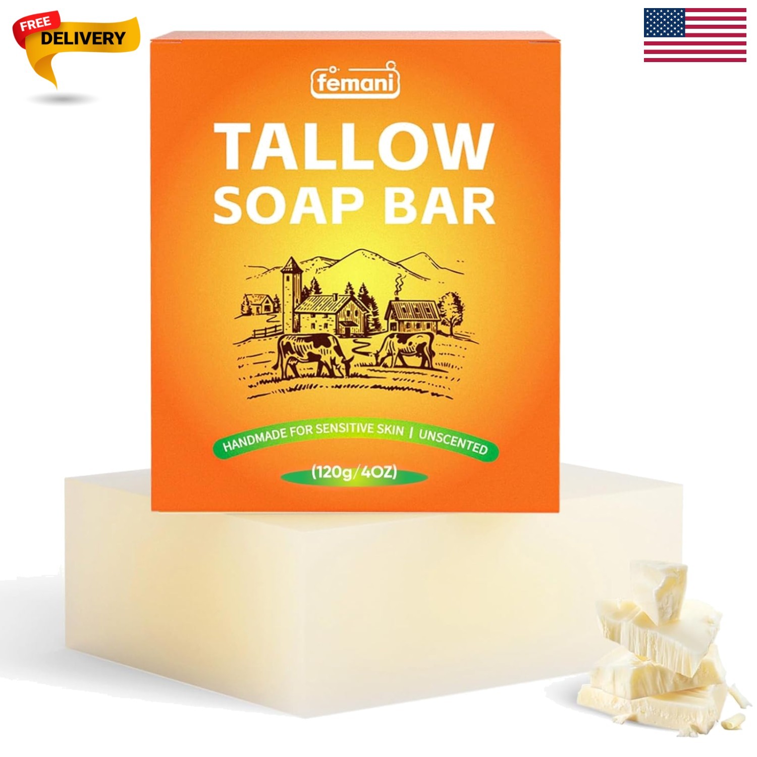 Beef Tallow Soap Bar – Natural and Organic Grass Fed Tallow Soap Unscented | …