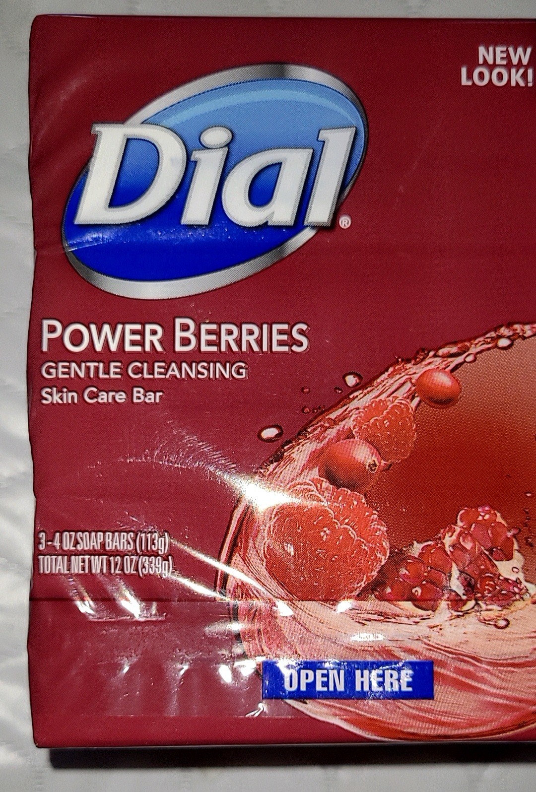 New Dial Glycerin Soap Bars with Power Berries Raspberry Pomegranate Net 12 Oz