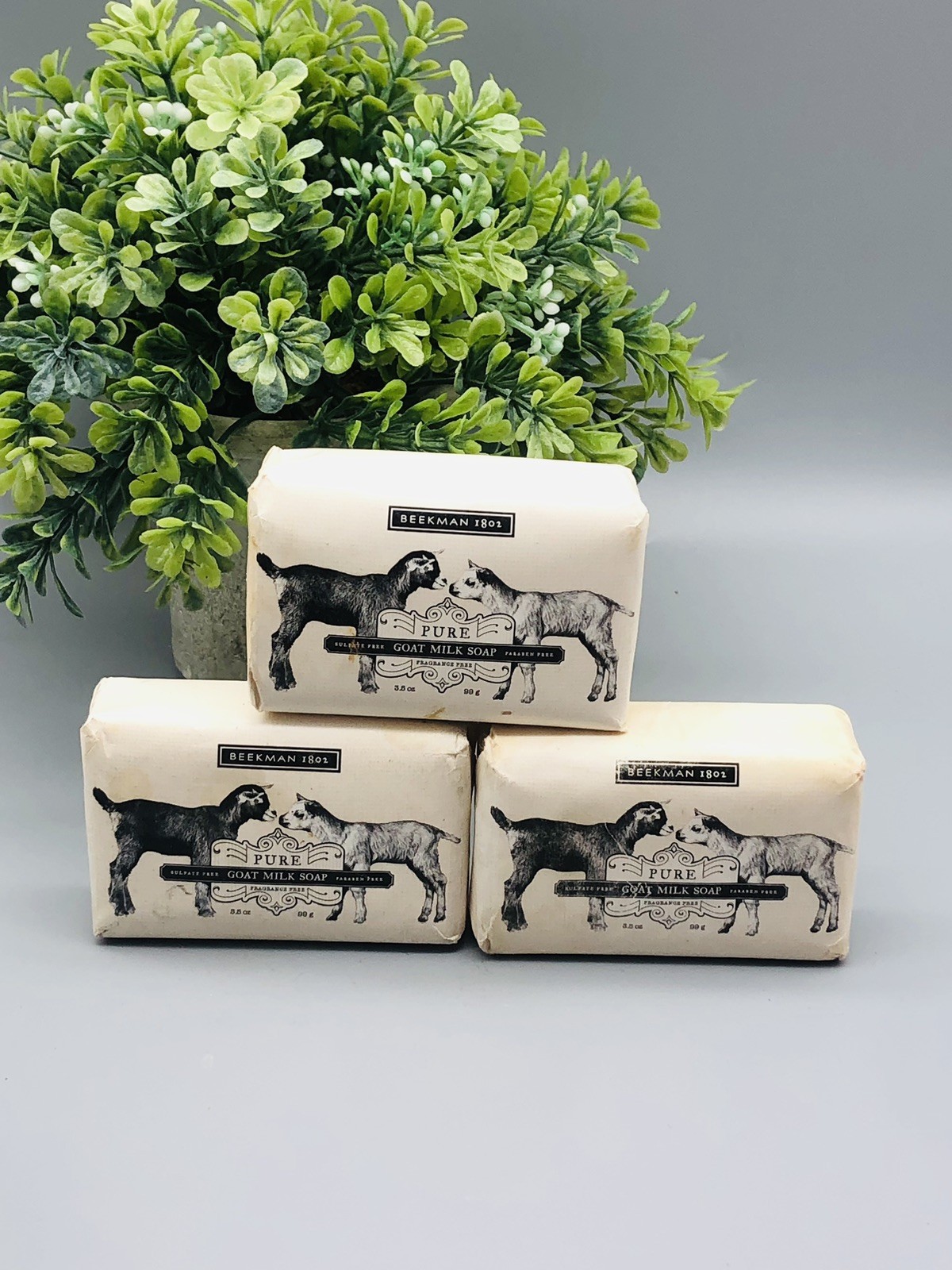 3x Beekman 1802 Goat Milk Soap Pure Fragrance Free 3.5 oz DAMAGE PACKAGING
