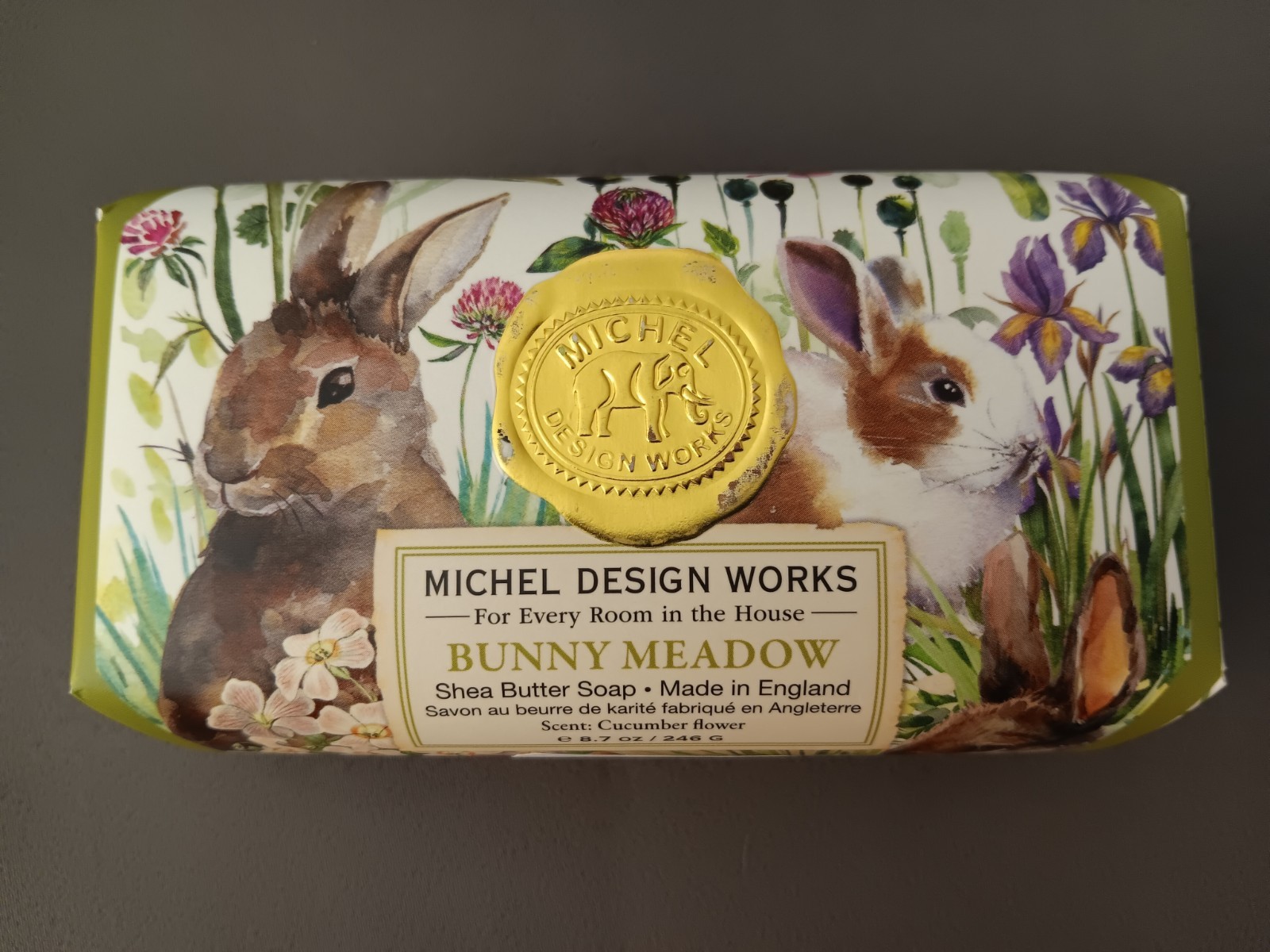 Michel Design Works Large 8.7 oz Artisanal Bar Bath Soap Bunny Meadow