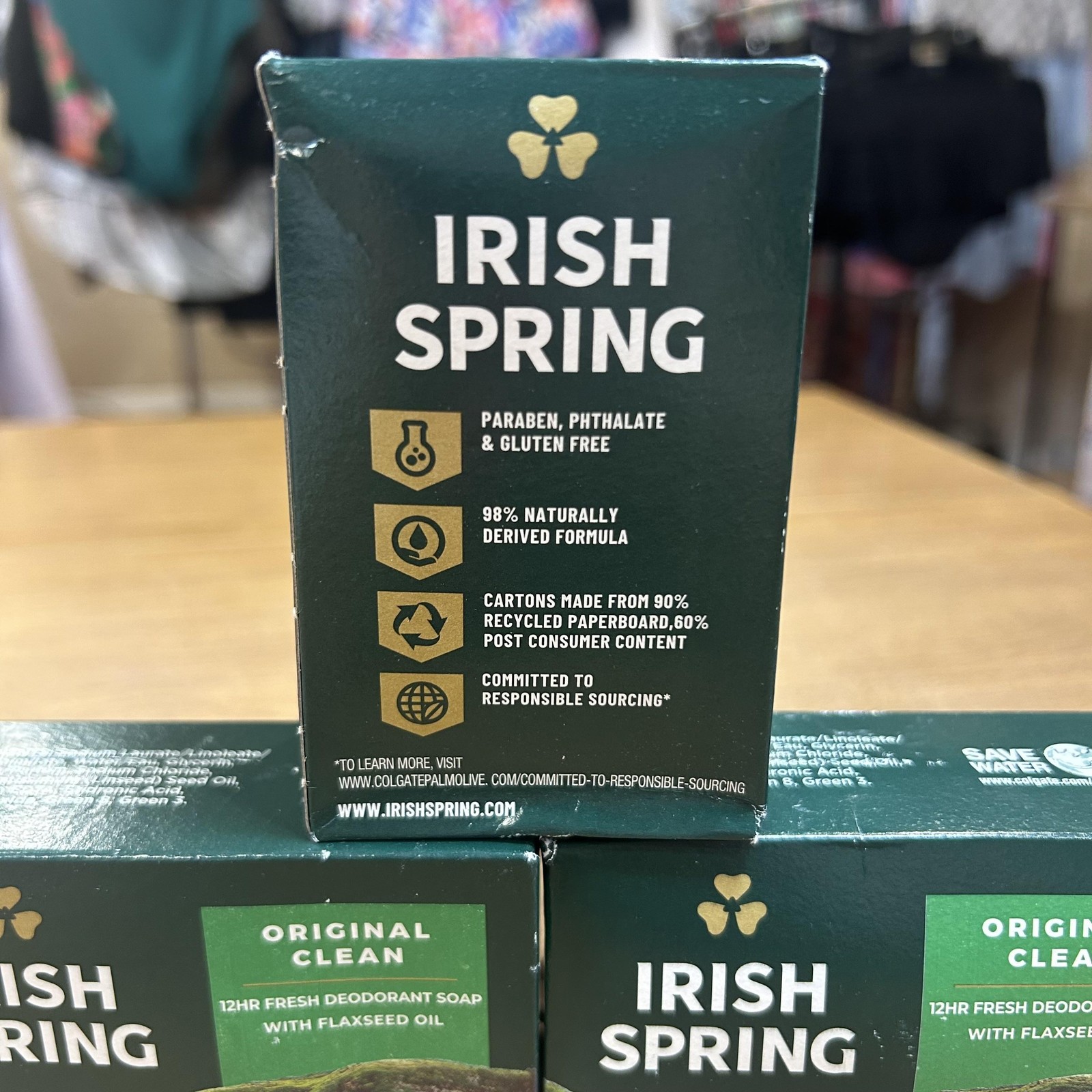 Irish Spring Original Clean Deodorant Soap 3 Bars 4oz 113g Body Soap Green
