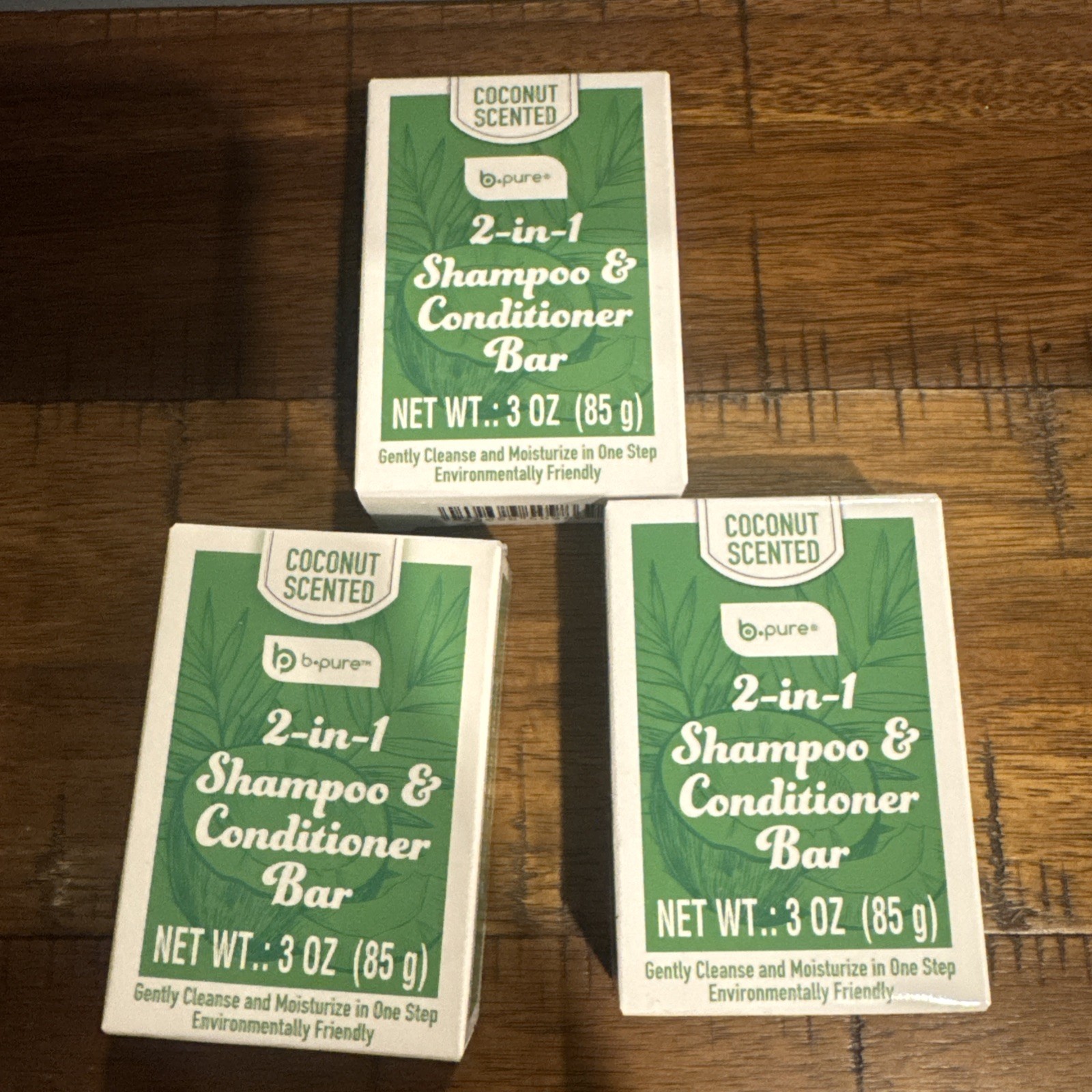 3pack b-pure 2-In/1 Shampoo & Conditioner Bar Coconut 3oz NEW travel or gym lot