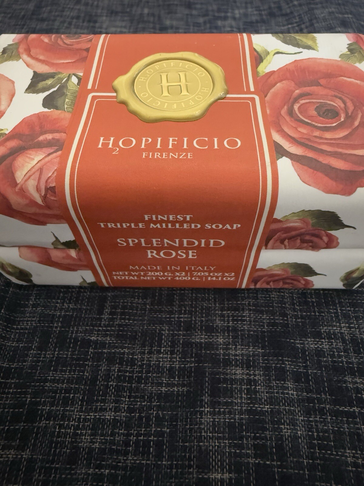 Set 2 Pcs HOPIFICIO Firenze SPLENDID ROSE Triple Milled Soap Bar 7.5 Oz X2