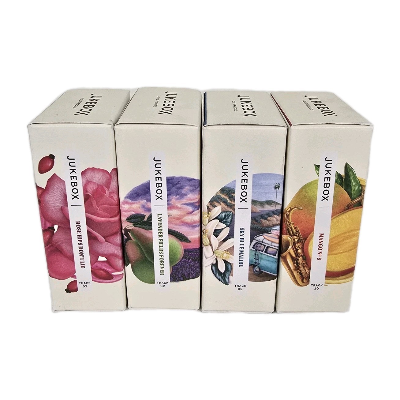 Jukebox Natural Body Soap Bar Soap 4.5oz – Lot Of 4: Rose, Sky Blue, Mango, Lav