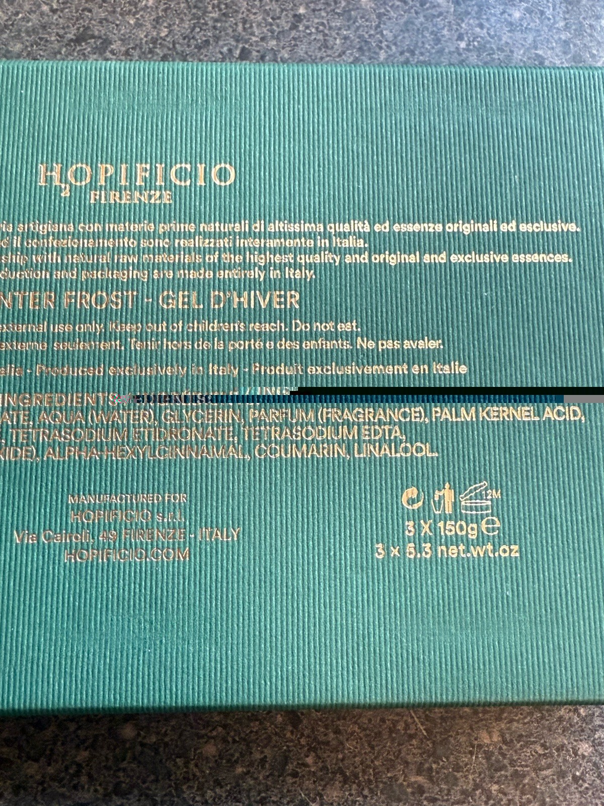 3x HOPIFICIO Holiday Christmas Soap Set WINTER FROST NIB Italy Triple Milled