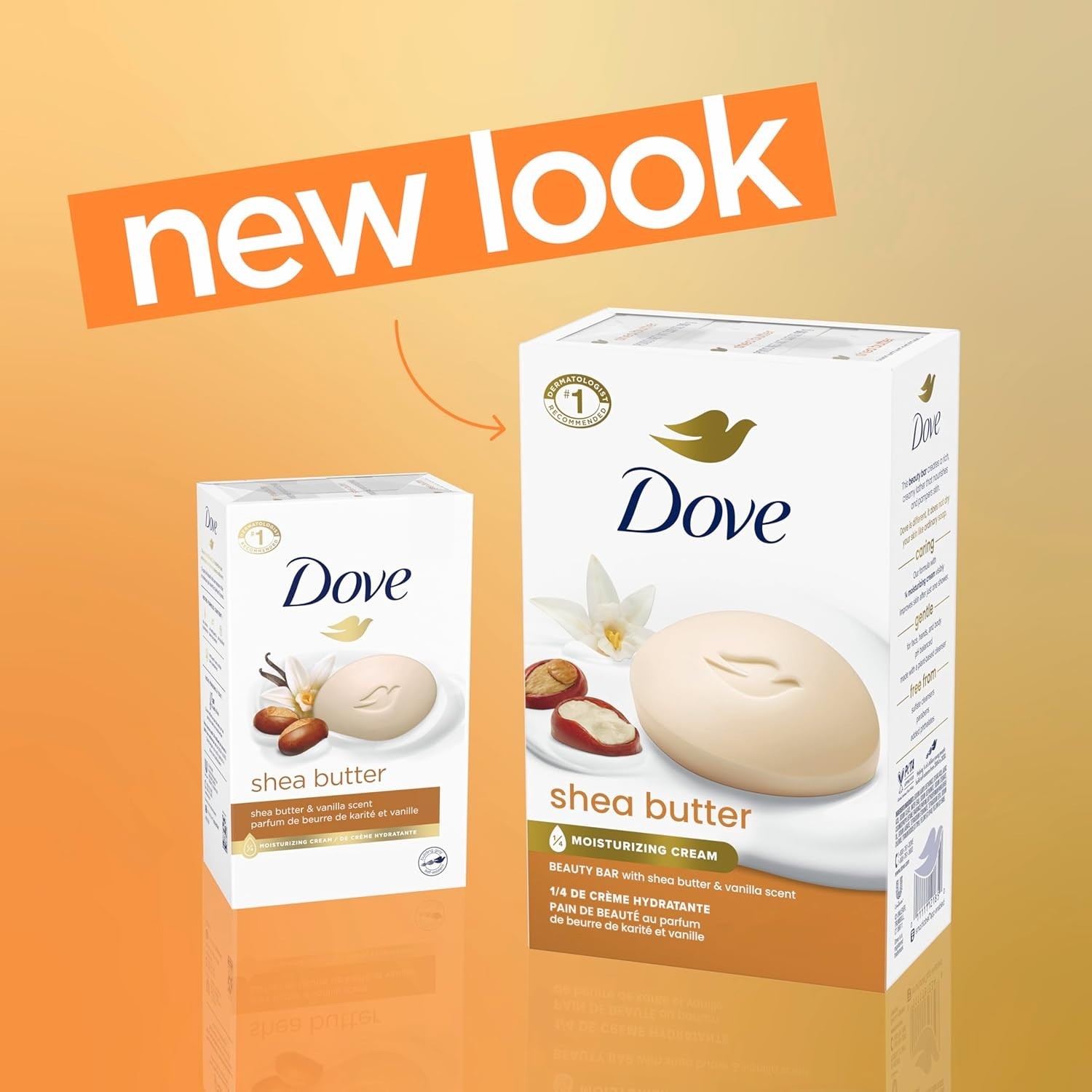 Dove Beauty Bar Soap Shea Butter, 8 Bars for Nourished, Radiant Skin, Enriches S