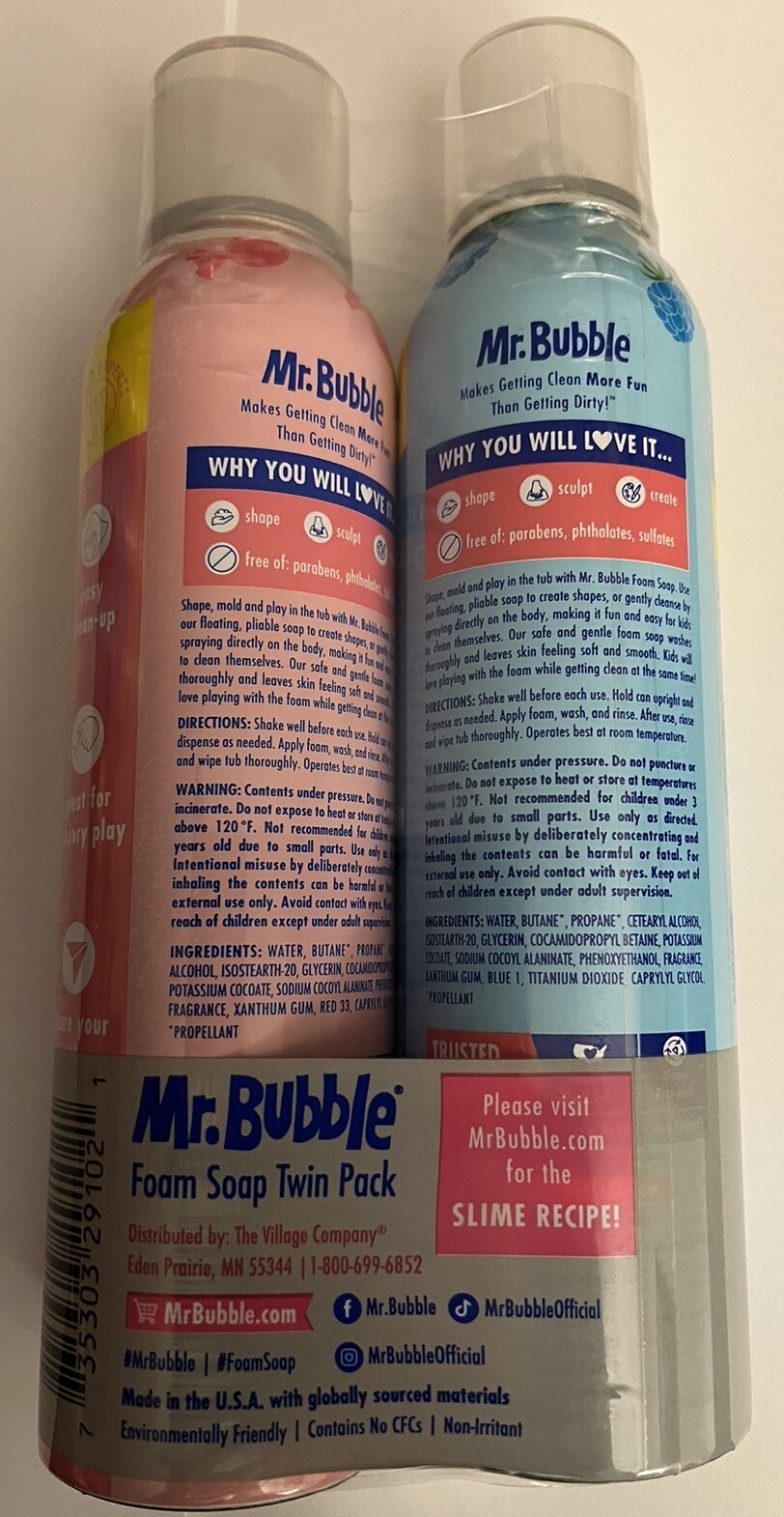 Lot of 4 MR BUBBLE Foam Soap, BANANA, COTTON CANDY, BLUE RASPBERRY & ORIGINAL