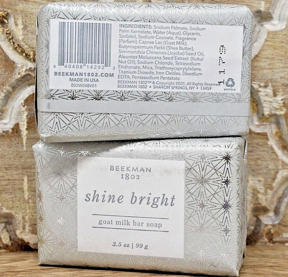 2 BEEKMAN 1802 Shine Bright Goat Milk Bar Soaps Made in the USA Cruelty Free
