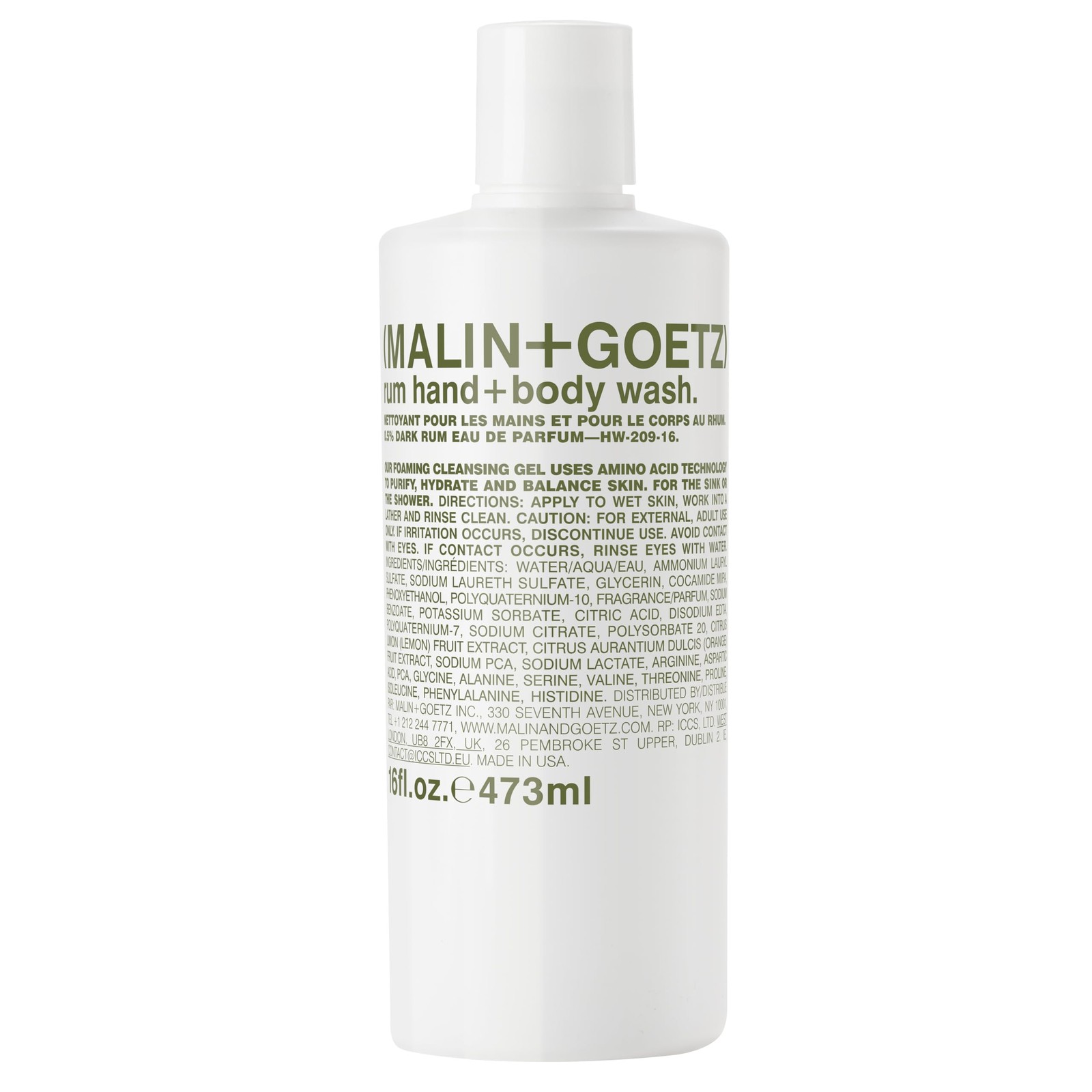 MALIN+GOETZ Hand + Body Wash | Gentle Foaming 16 Fl Oz (Pack of 1), 16