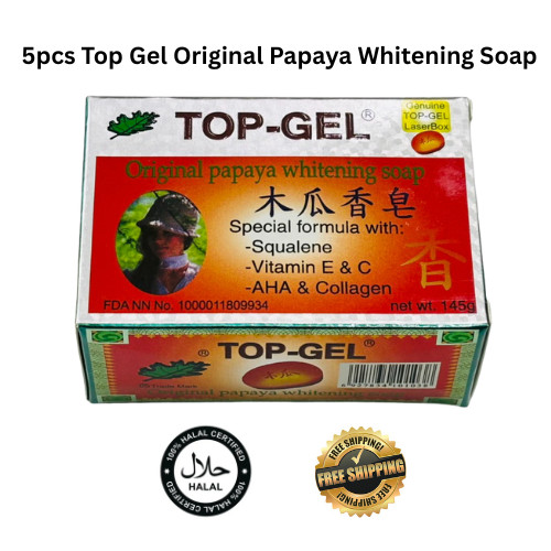 5pcs x 145g Top Gel Original Papaya Whitening Soap- FREE SHIPPING