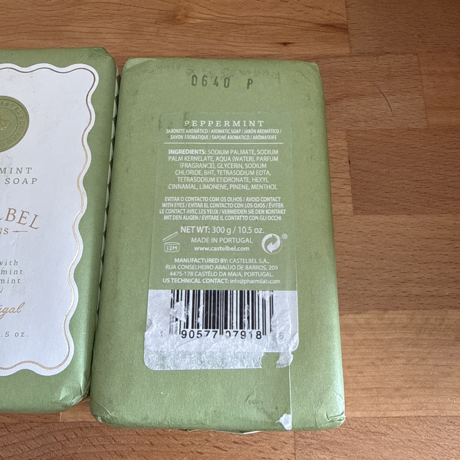 3X-Castelbel Peppermint Soap 10.5 oz Luxury Bar Soap Fresh Mint Portugal