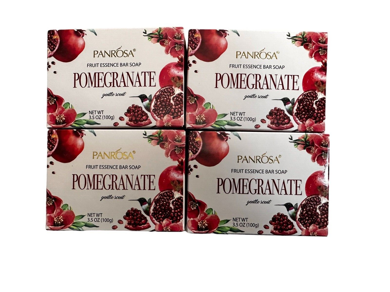 Panrosa POMEGRANATE Fruit Essence Bar Soaps (Qty 4) 3.5 oz EA Made in USA