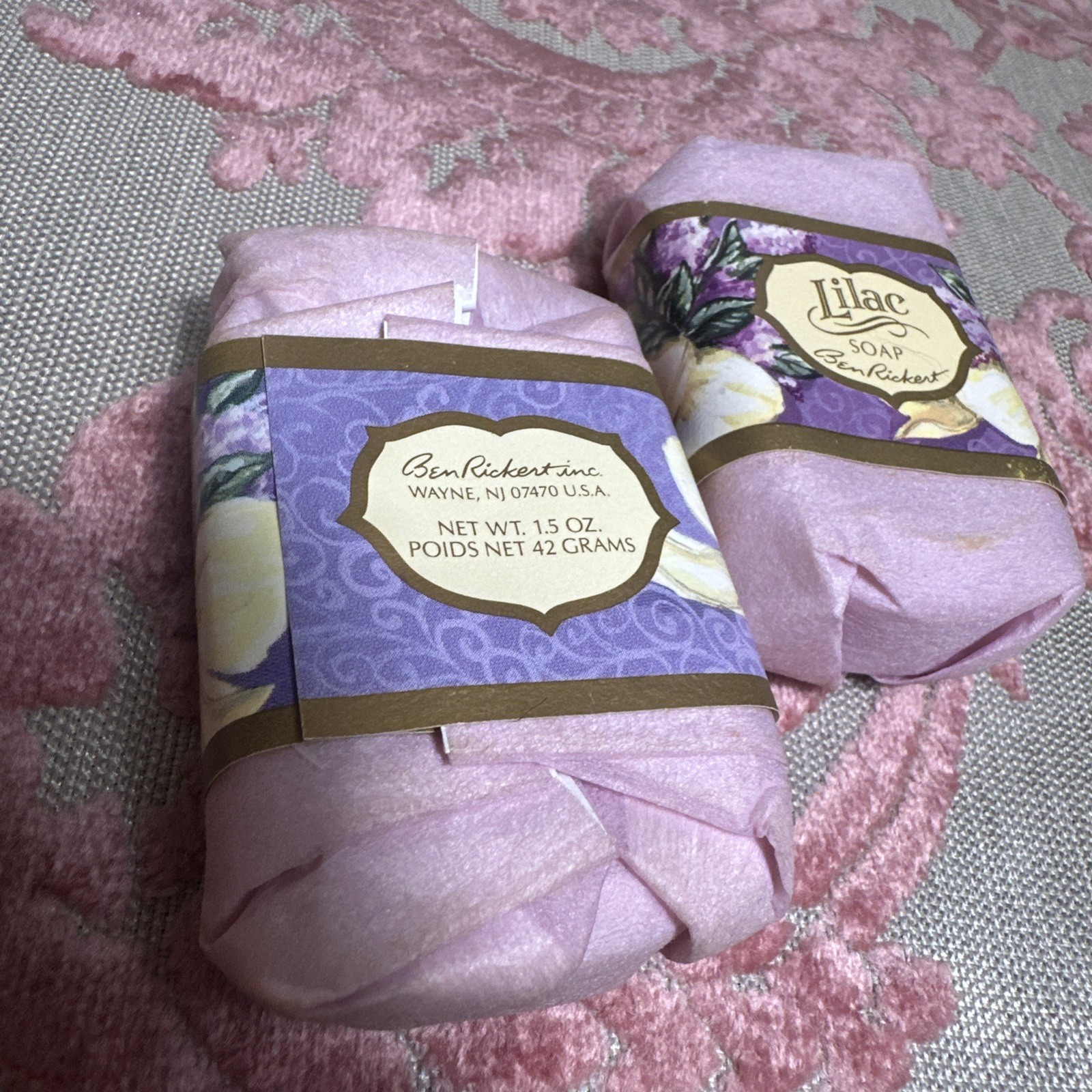 Vtg Lot of 4 Ben Rickert Soap Lilac (2), Rose, Lavender 1.5 oz each Z3